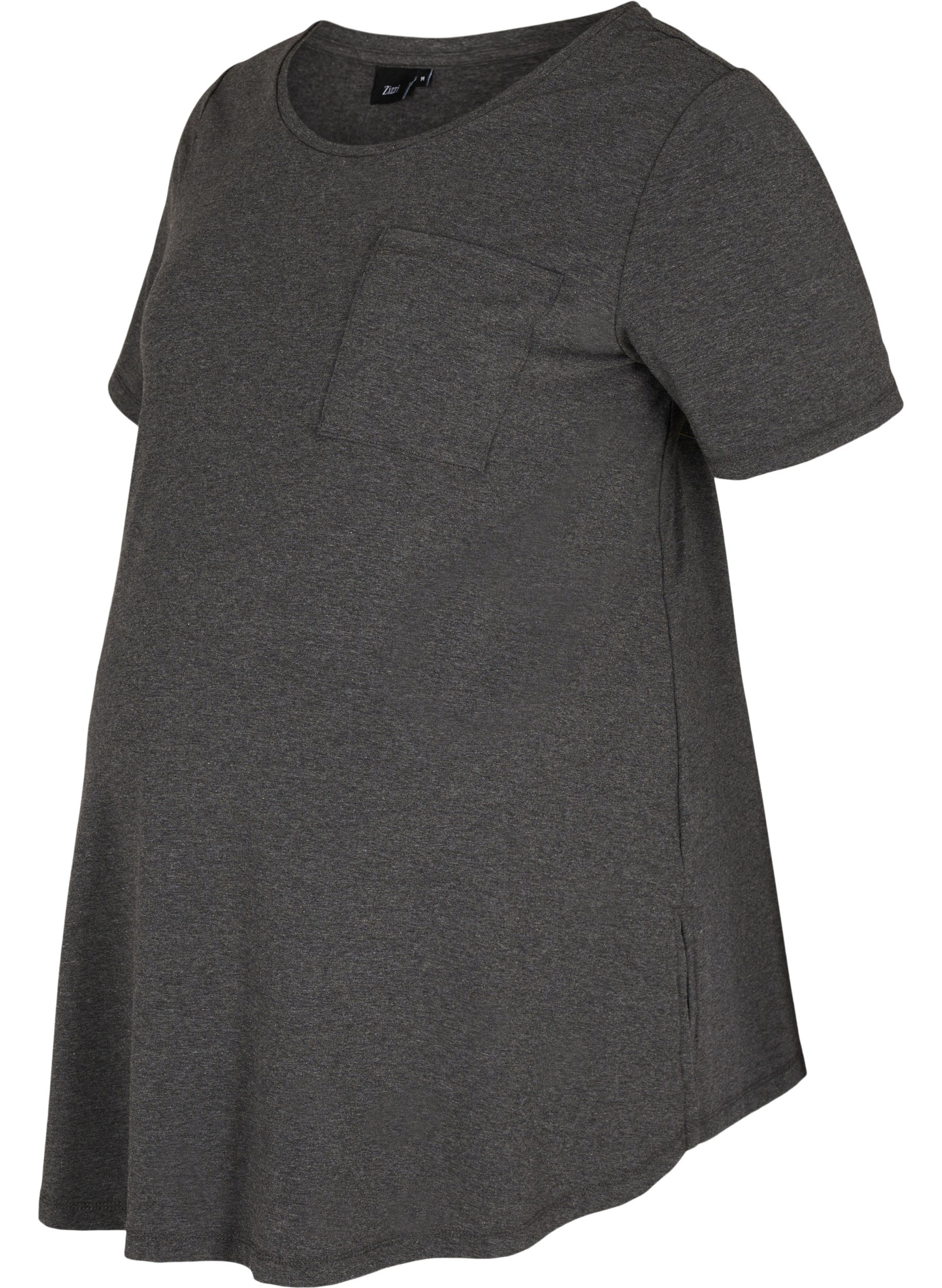 T-skjorte til gravide i bomull, Dark Grey Melange, Packshot image number 0