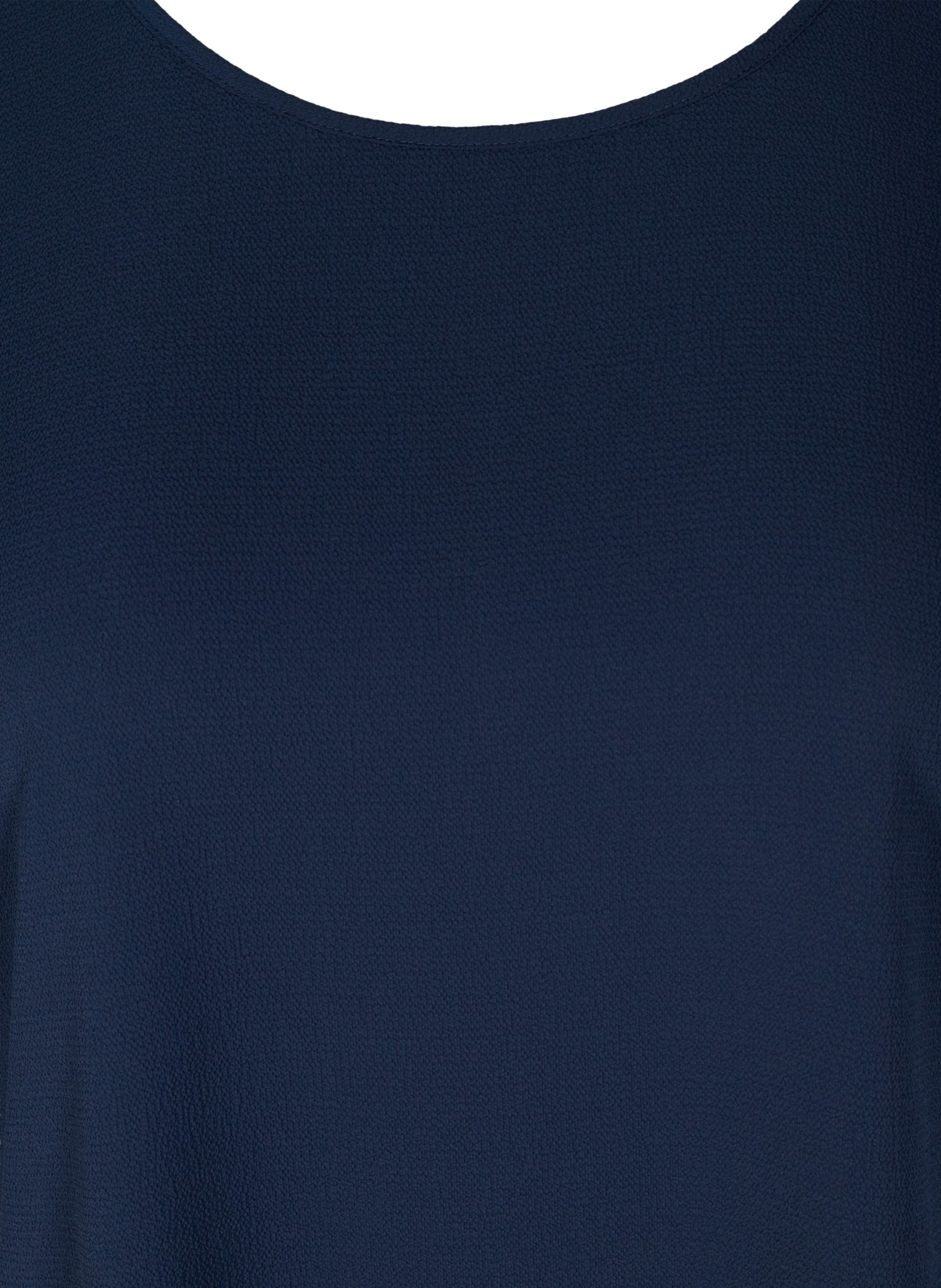 Kortermet bluse med rund hals, Navy Blazer, Packshot image number 2