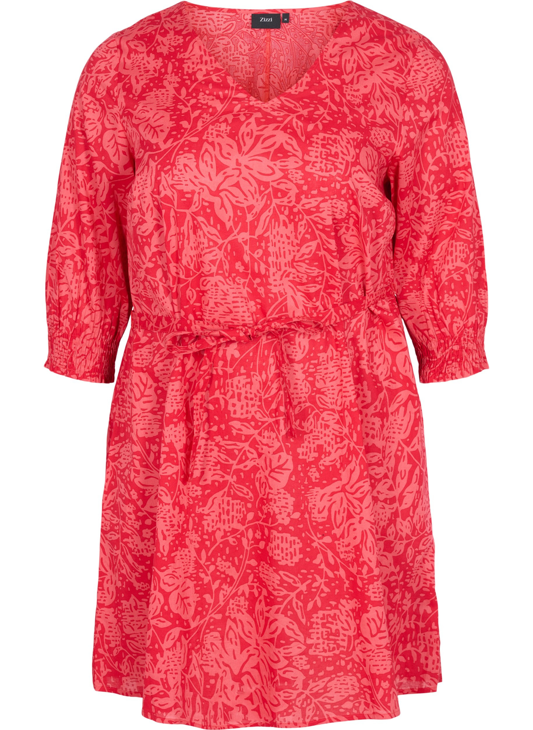 Mønstrete kjole med knyting, Ribbon Red AOP, Packshot image number 0