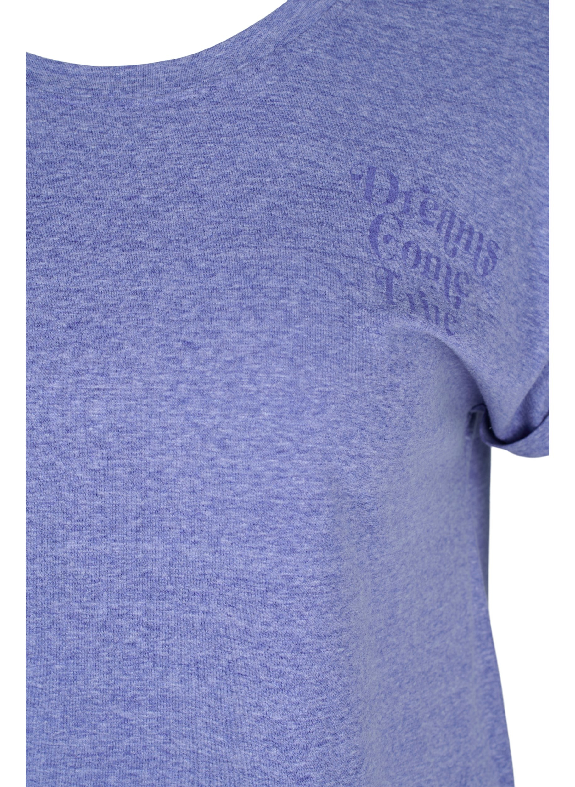 Melert T-skjorte i bomull, Dazzling Blue Mel, Packshot image number 2