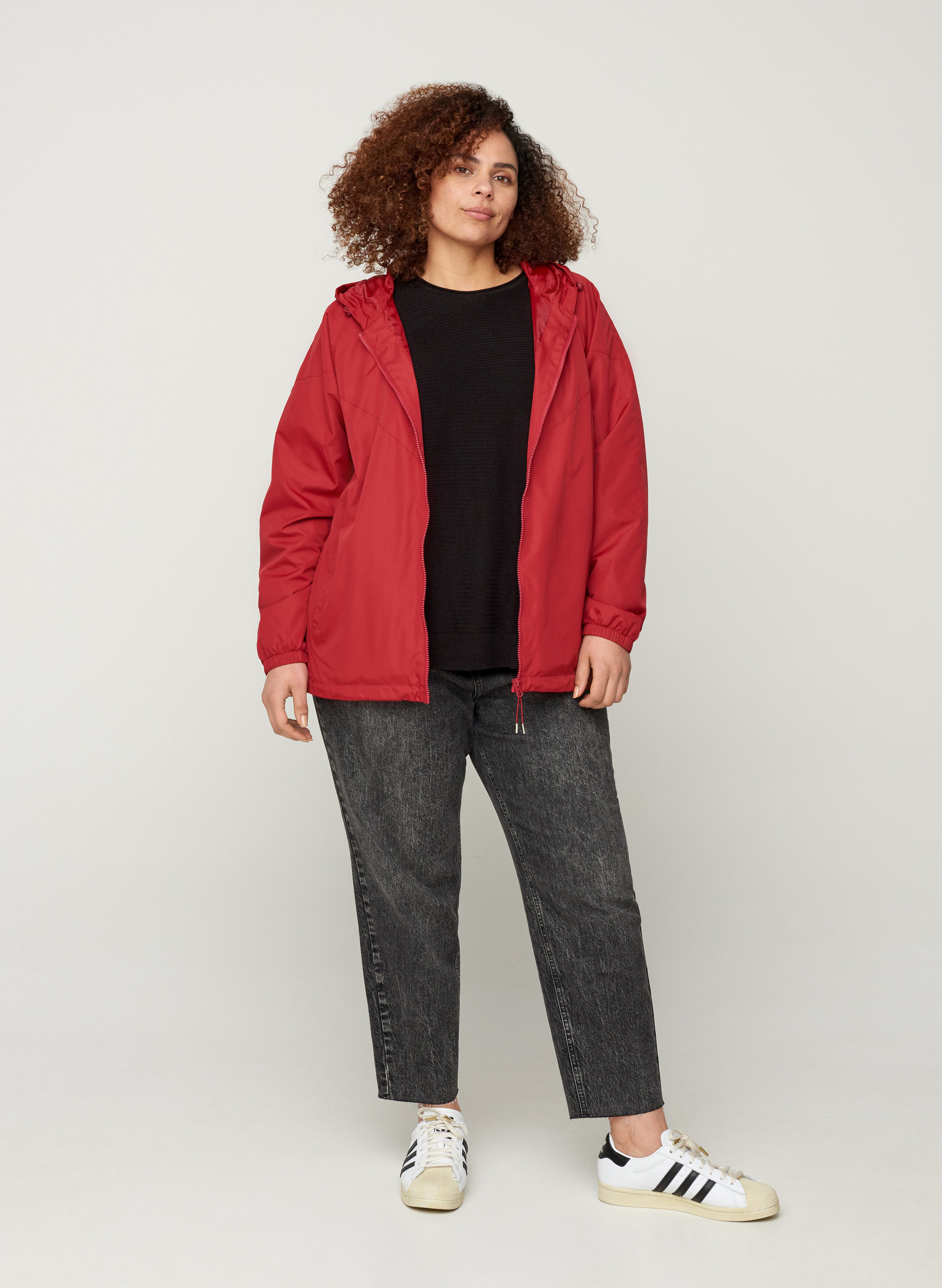 Kort jakke med glidelås og hette, Rio Red, Model image number 2