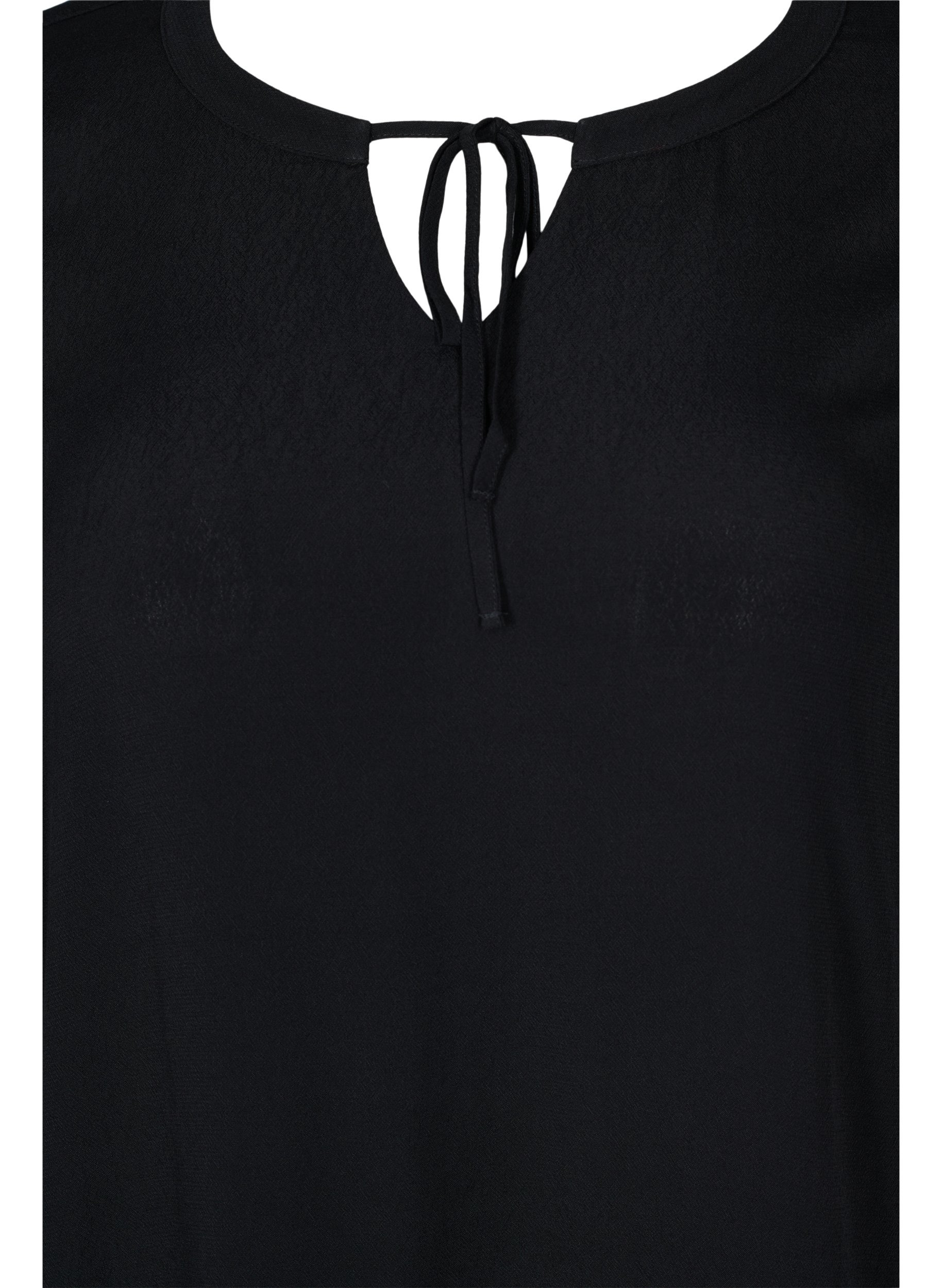 Kortermet viskosekjole med mønster, Black, Packshot image number 2