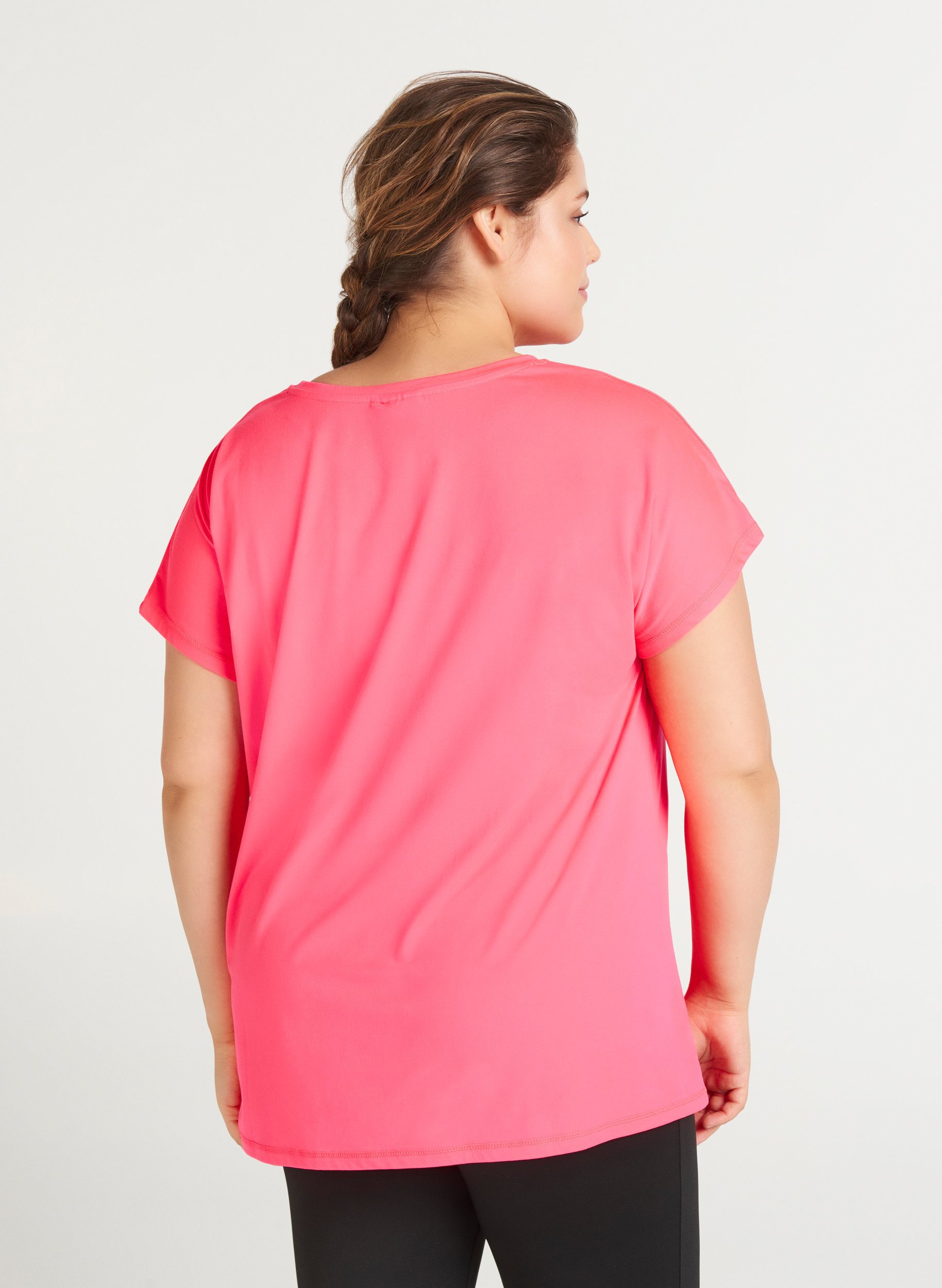 Ensfarget t-skjorte til trening, Neon pink, Model image number 1