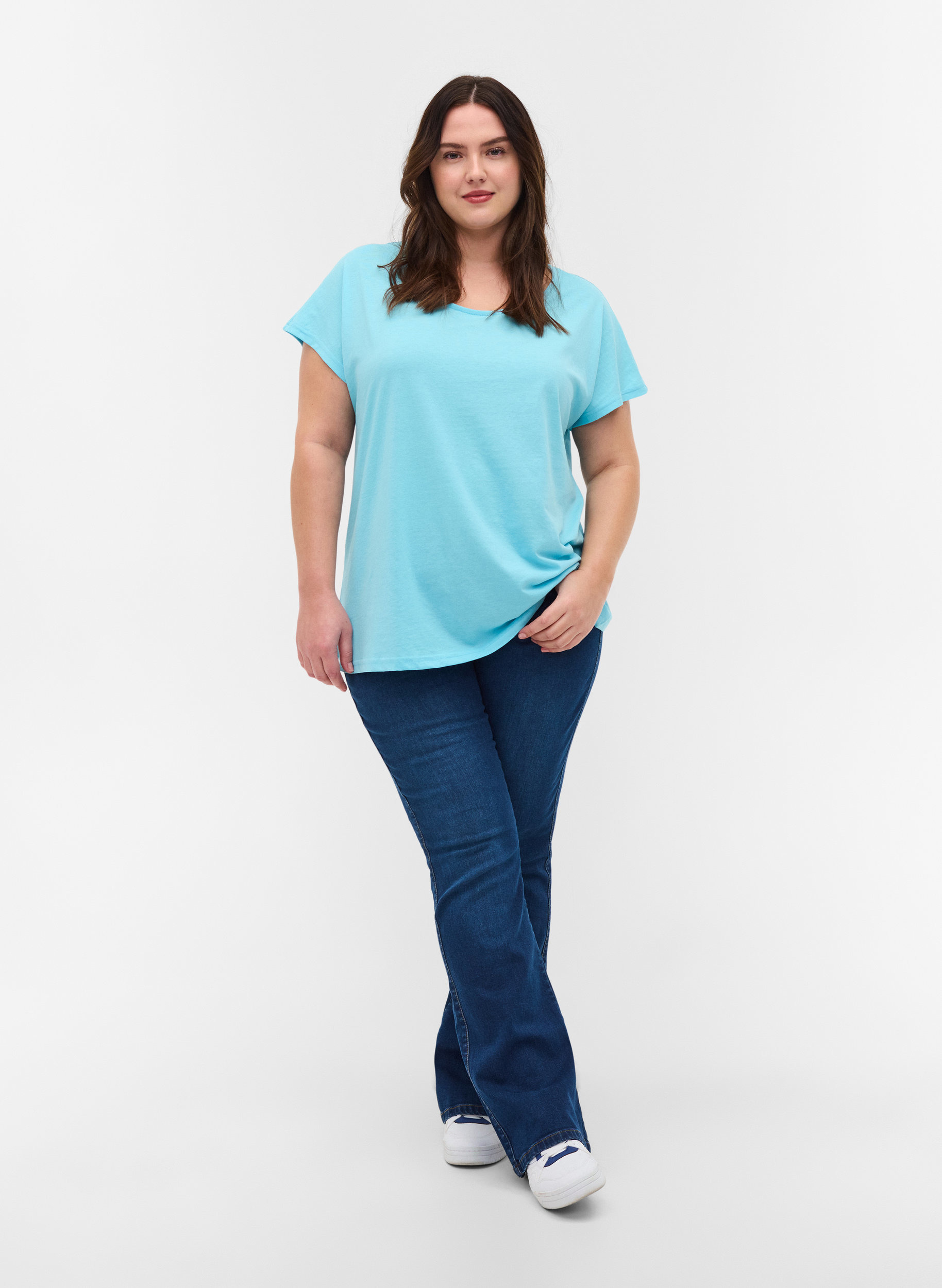 T-skjorte i bomullsmiks, Blue Topaz, Model image number 2