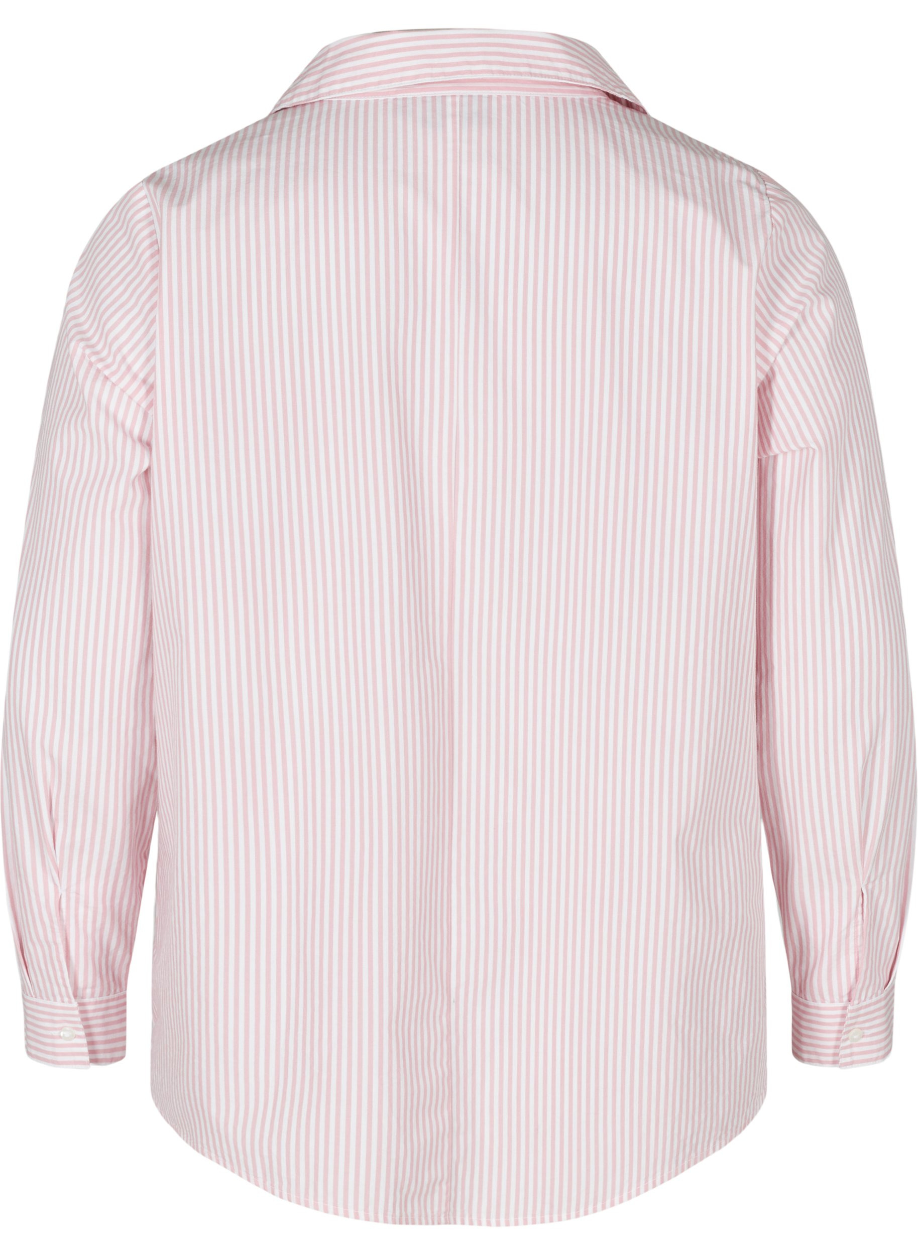 Stripete skjorte i økologisk bomull, Blush Stripe, Packshot image number 1