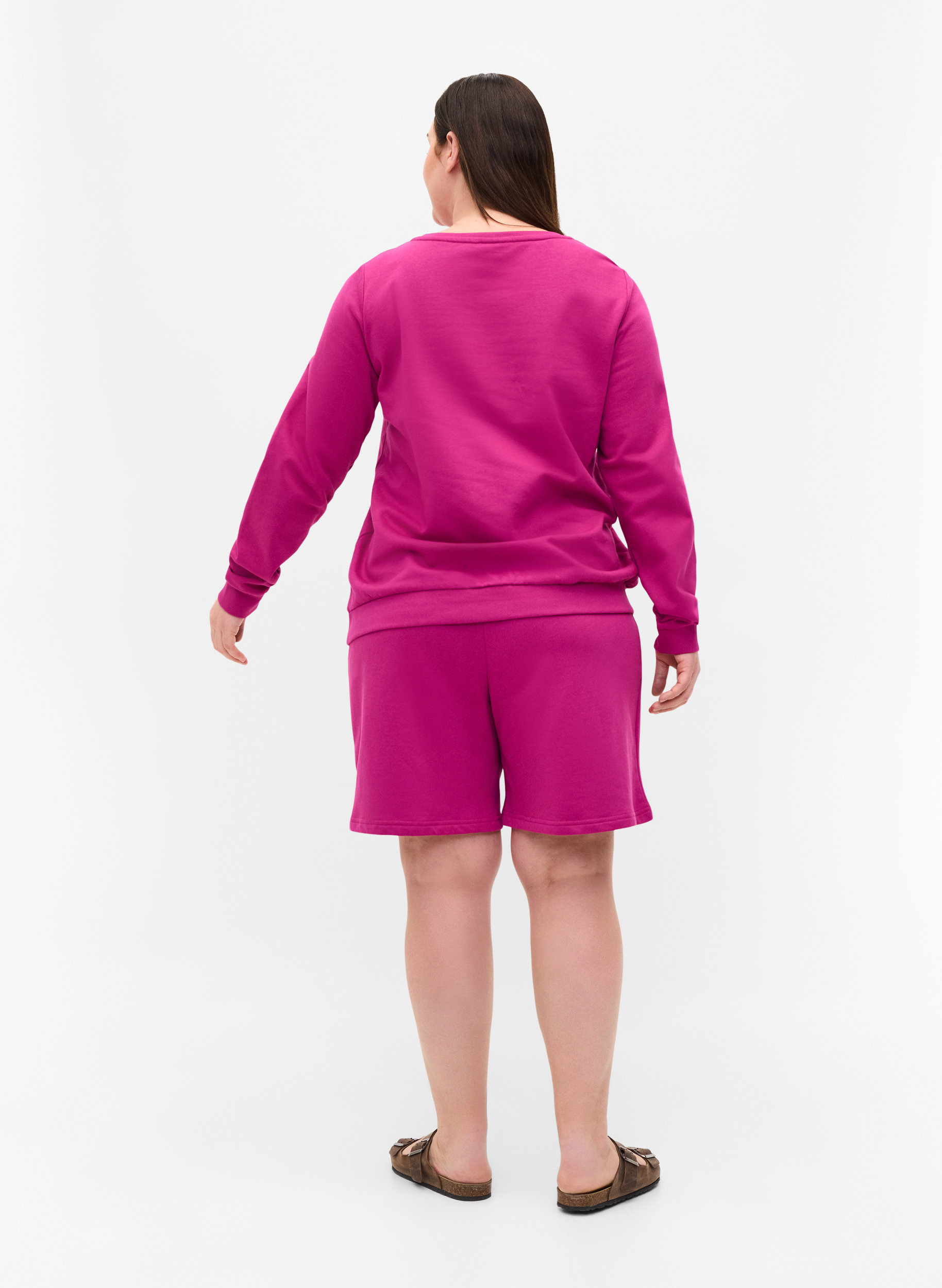 Shorts med trykk, Festival Fuchsia, Model