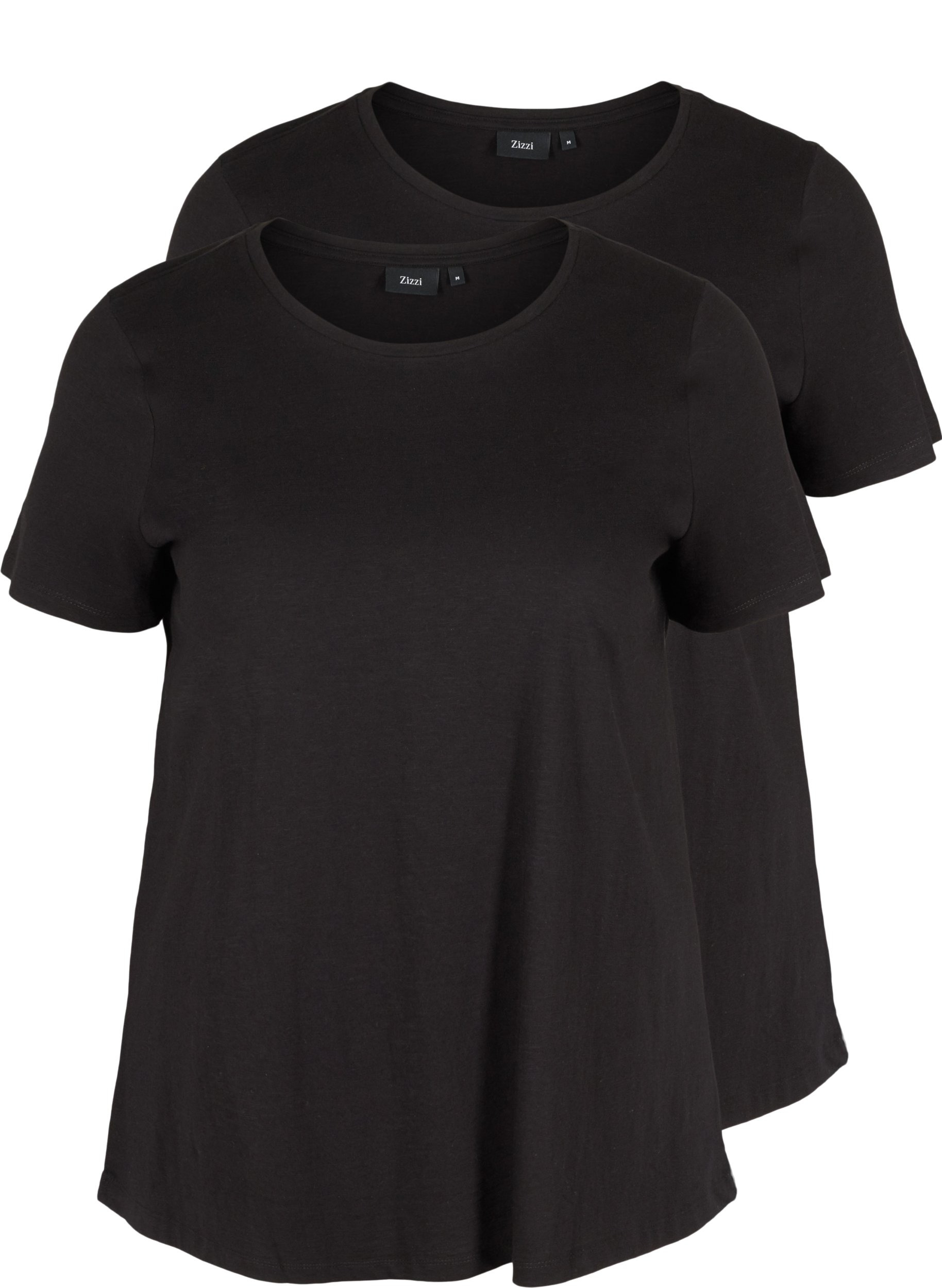 2 stk. kortermet T-skjorter i bomull, Black/Black