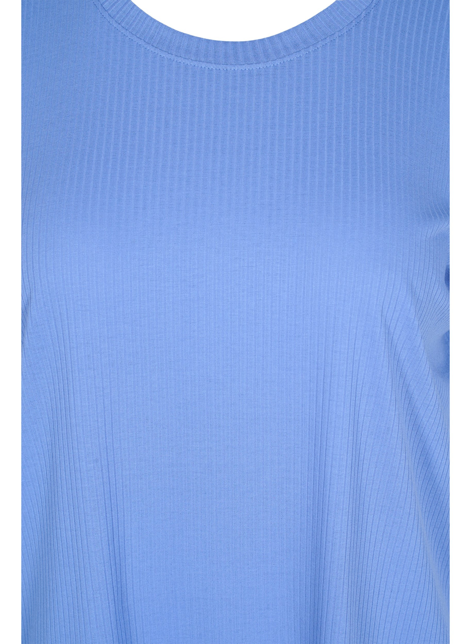Kortermet T-skjorte i et ribbet materiale, Wedgewood, Packshot image number 2
