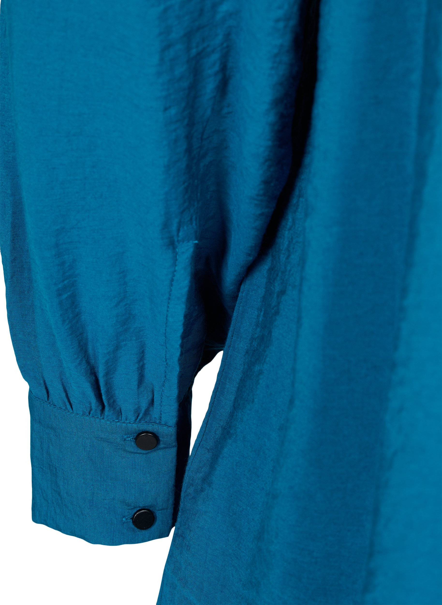 Lang ensfarget skjorte i en viskosemiks, Moroccan Blue, Packshot image number 3