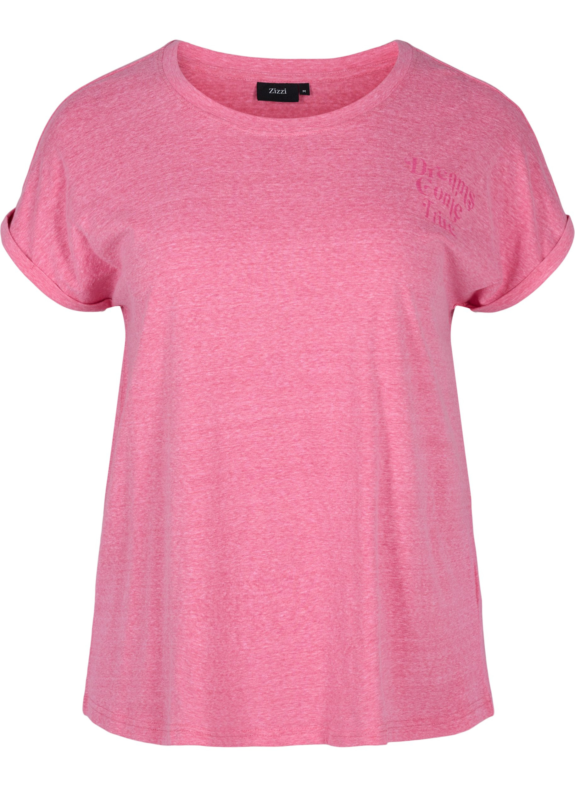 Melert T-skjorte i bomull, Fandango Pink Mel, Packshot image number 0