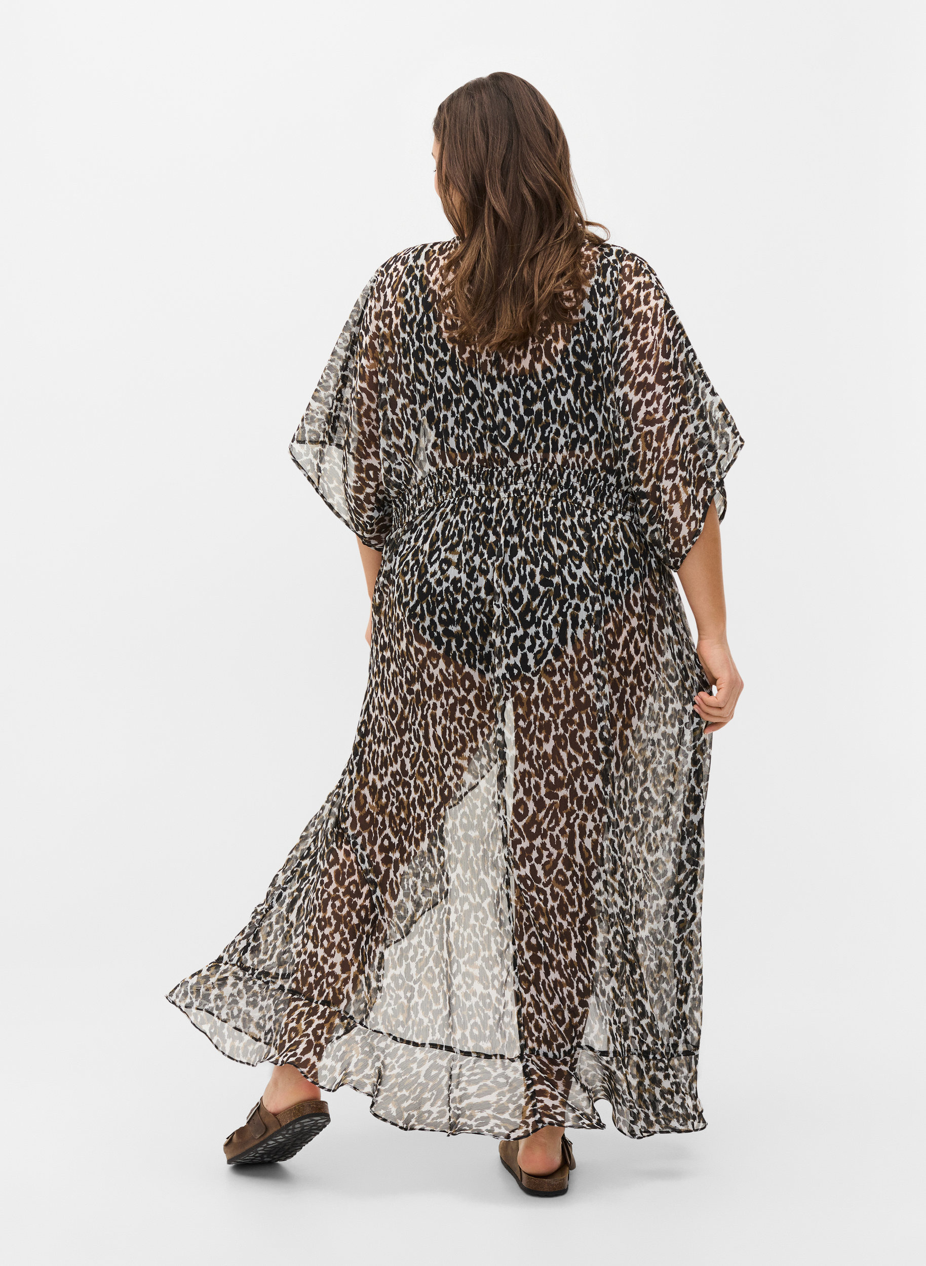 Strandkimono med mønster, Leopard Print, Model