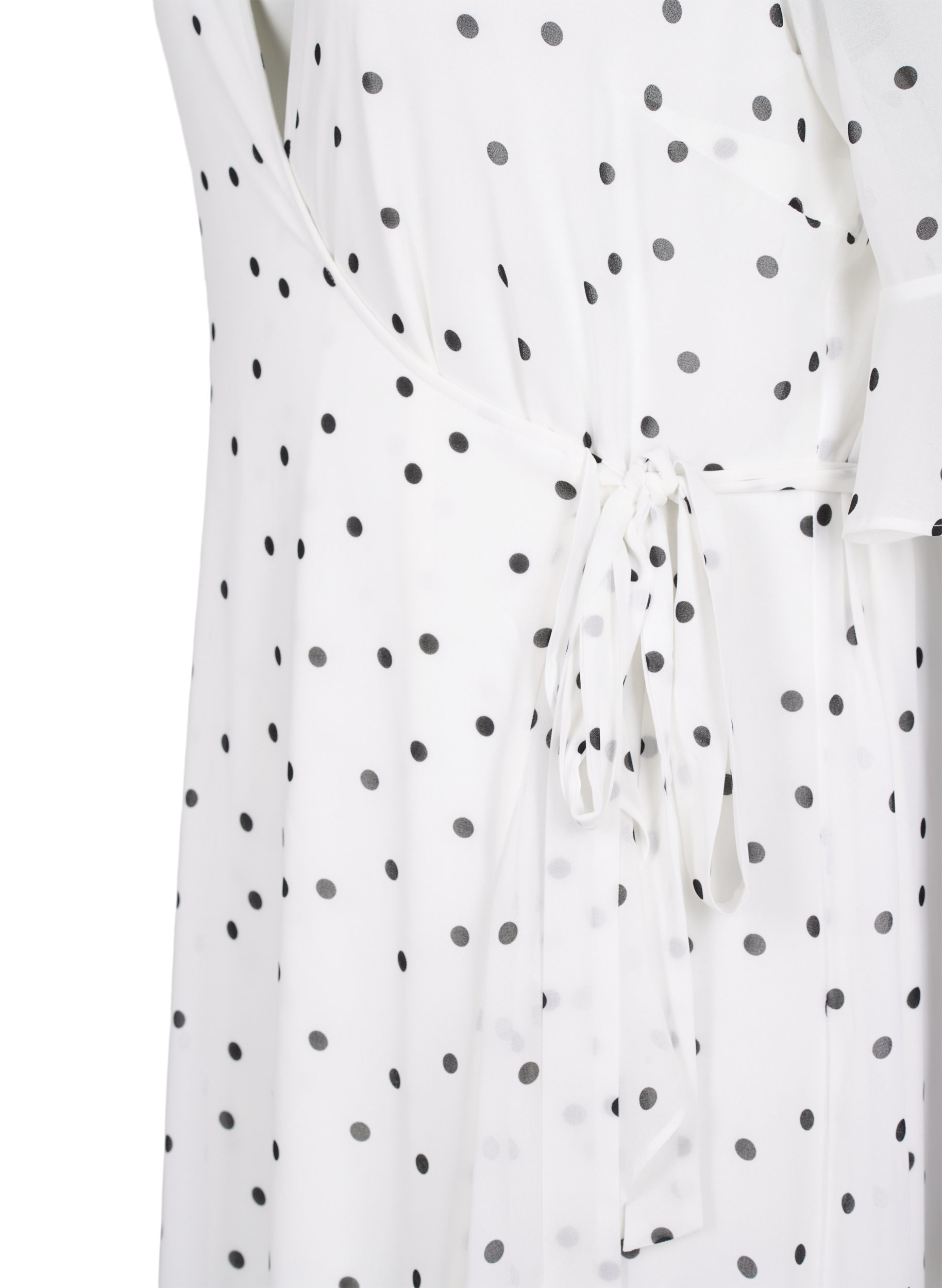 Prikkete midikjole med wrap, Bright White w. Dots, Packshot image number 3
