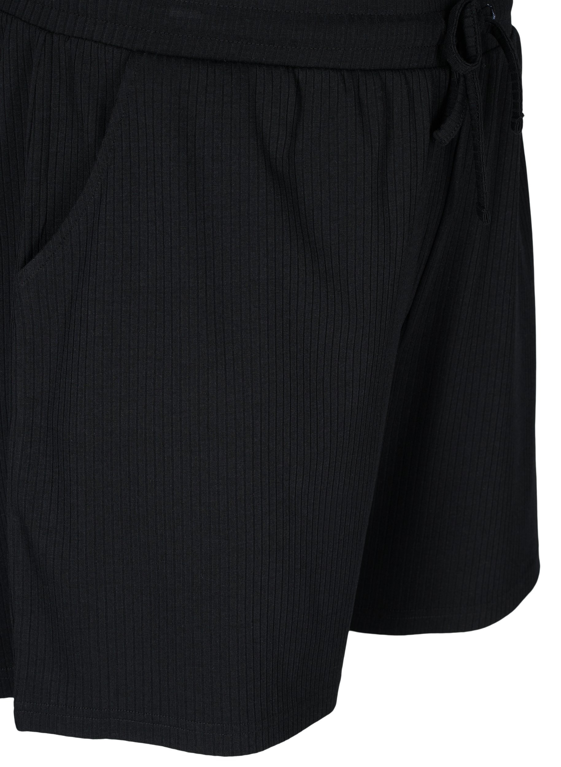 Shorts i et ribbet materiale med lommer, Black, Packshot image number 2