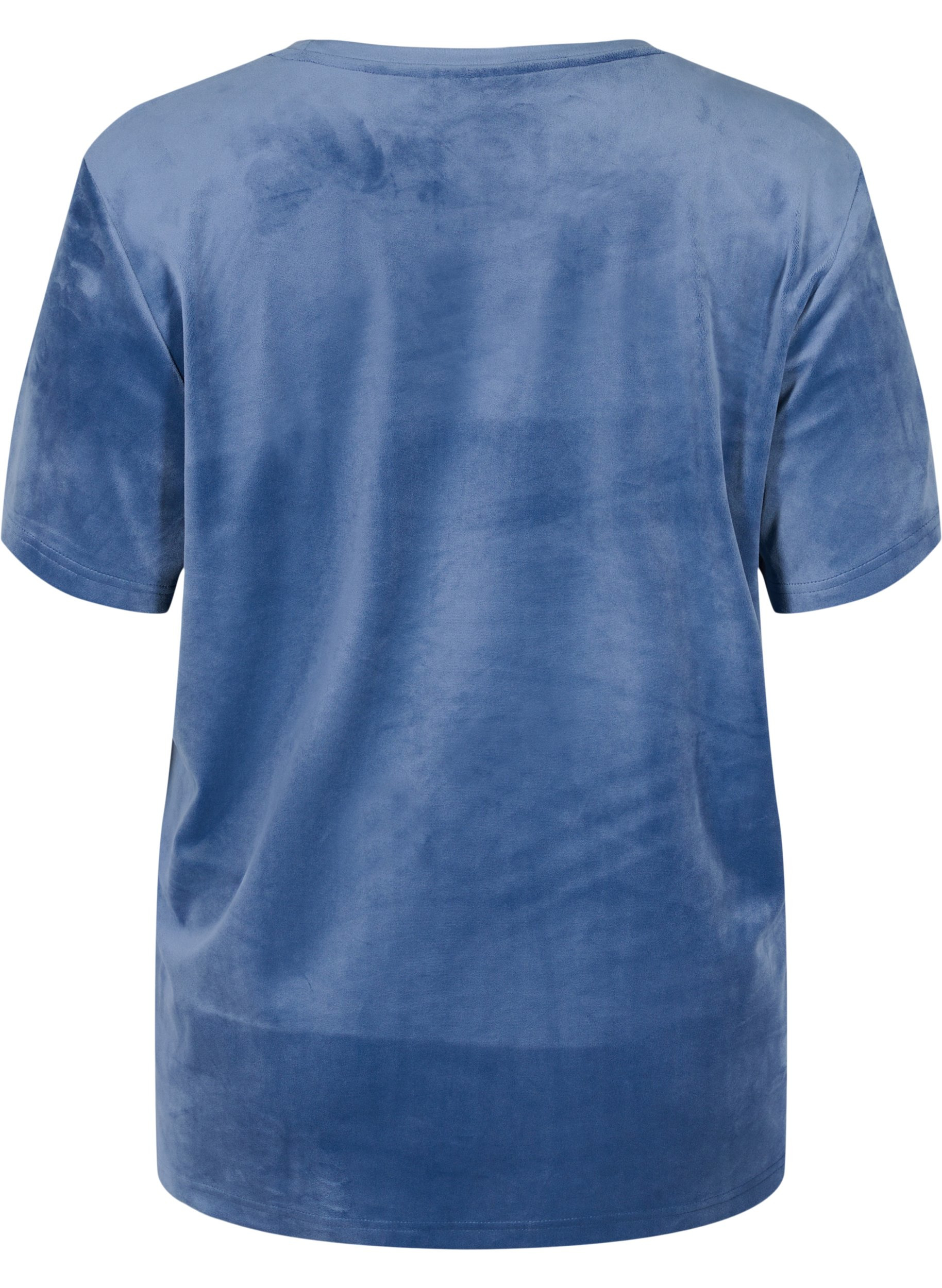 Kortermet T-skjorte i velur, Vintage Indigo, Packshot image number 1