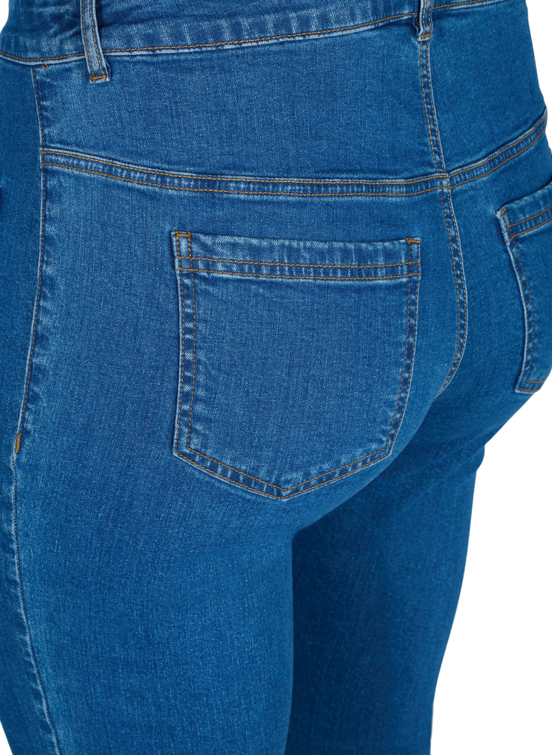Ellen bootcut jeans med store lommer, Blue denim, Packshot image number 3