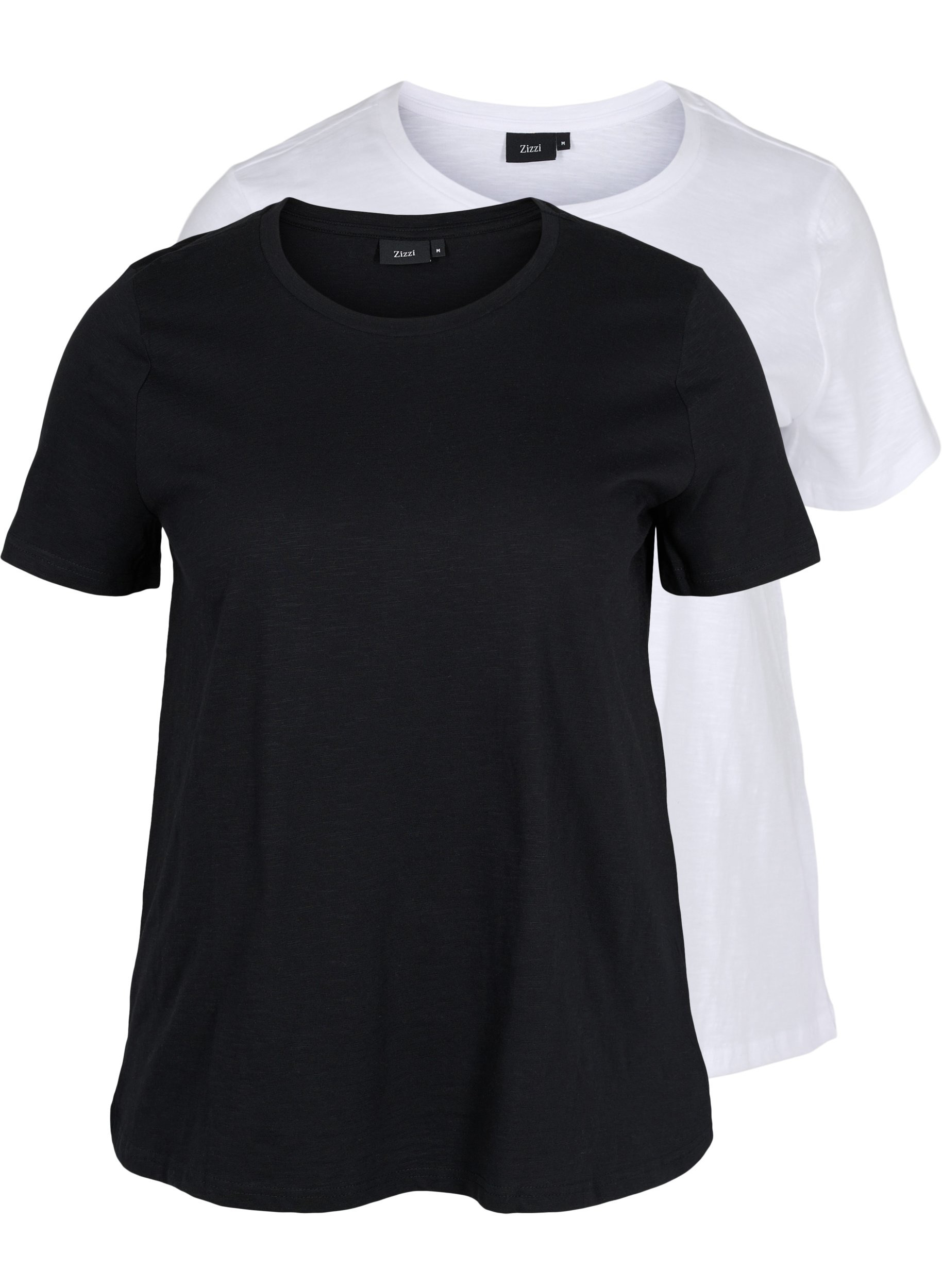 Basis T-skjorter i bomull, 2 stk., Black/B White, Packshot image number 0