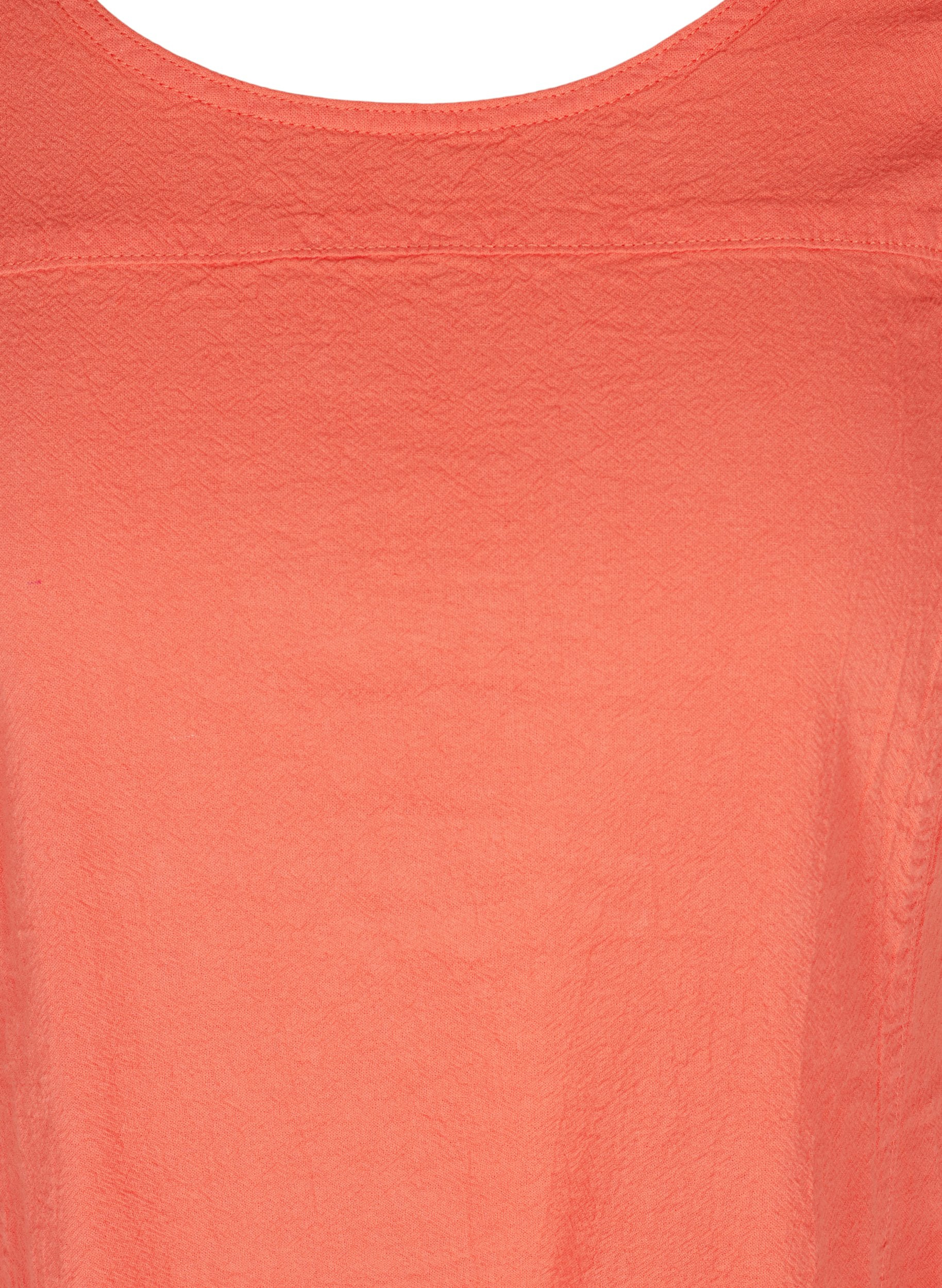 Kortermet kjole i bomull, Hot Coral, Packshot image number 2