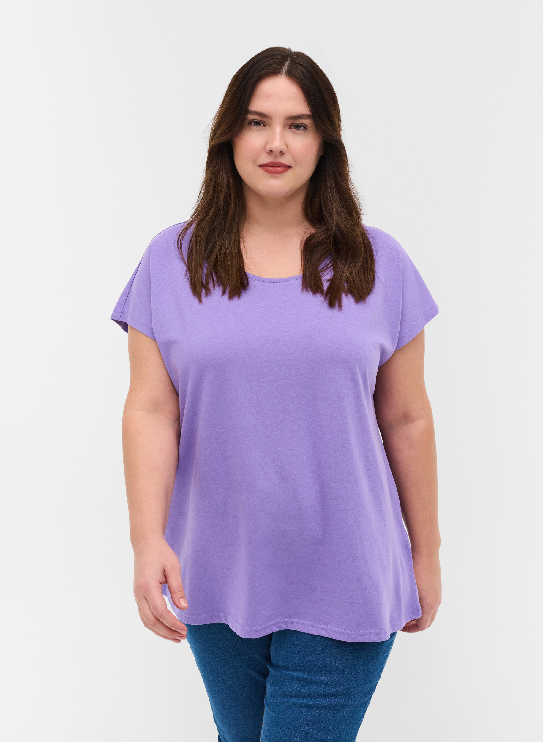 T-skjorte i bomullsmiks, Paisley Purple, Model image number 0