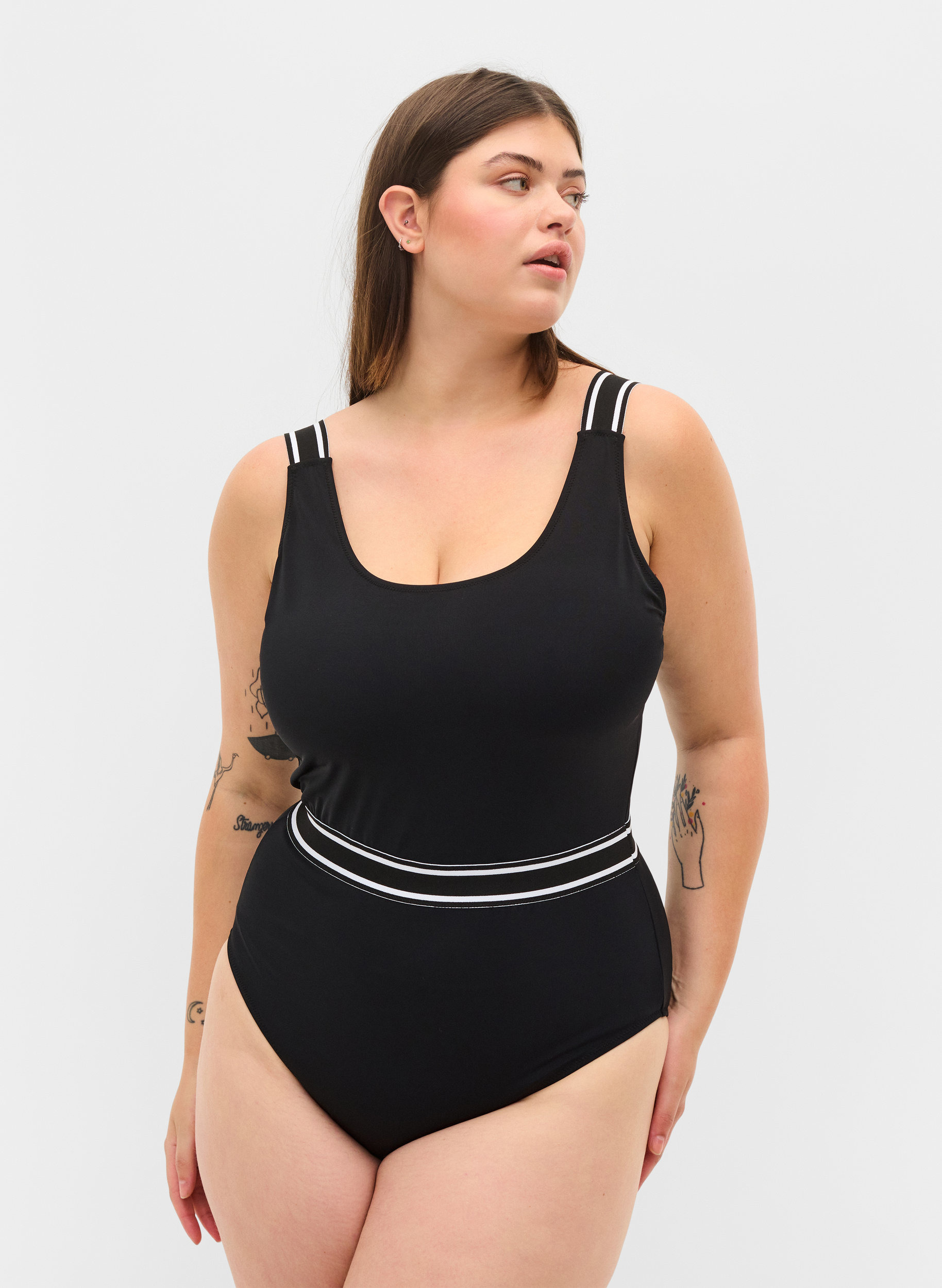 Badedrakt med rund hals, Black, Model