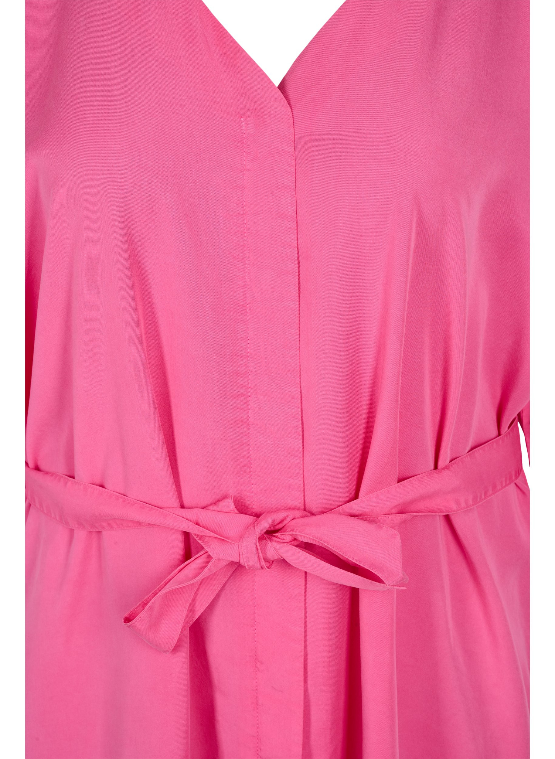 Kjole med 3/4-ermer og knyting, Shocking Pink, Packshot image number 2
