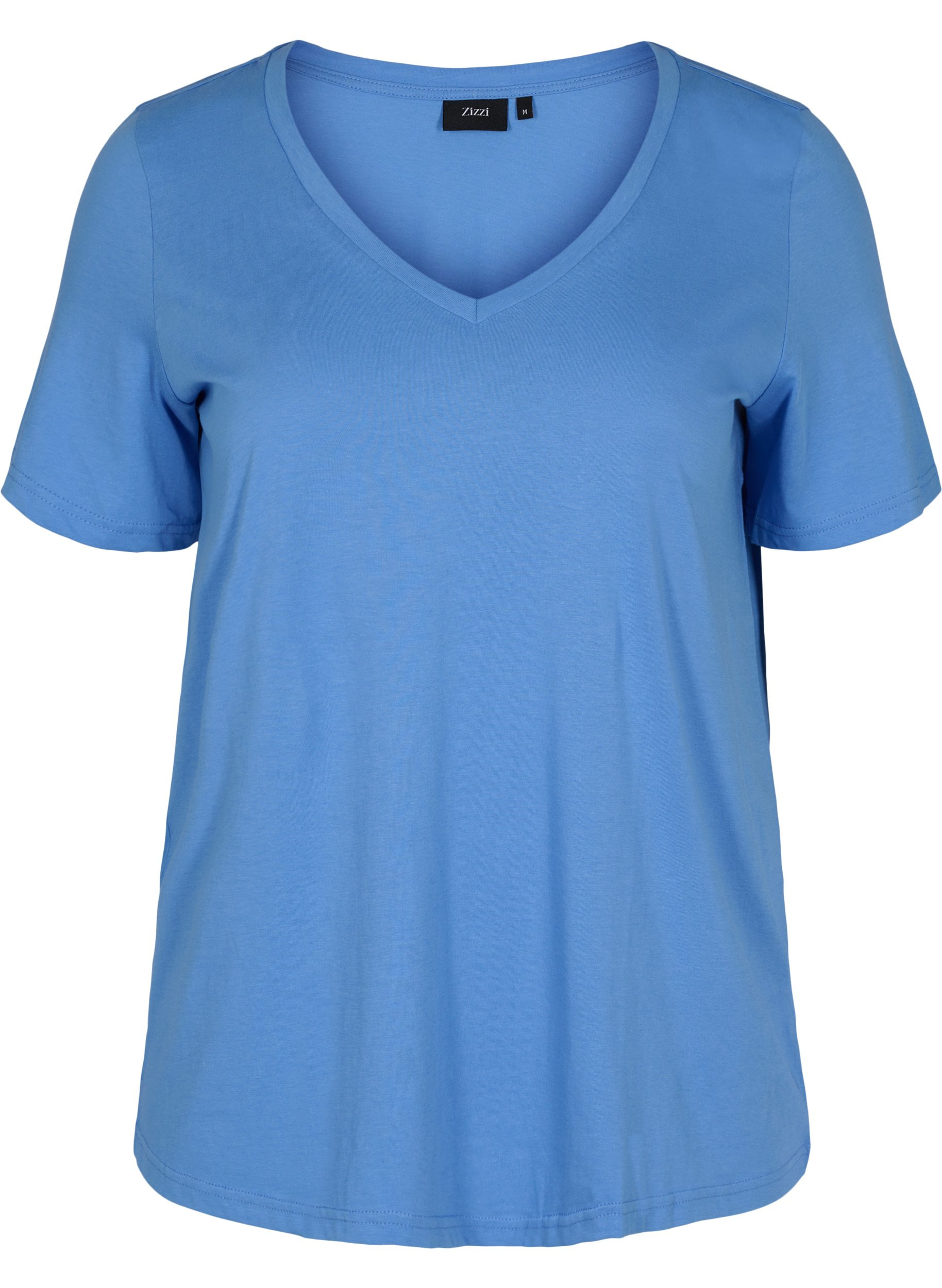 T-skjorte i organisk bomull med V-hals, Ultramarine, Packshot image number 0
