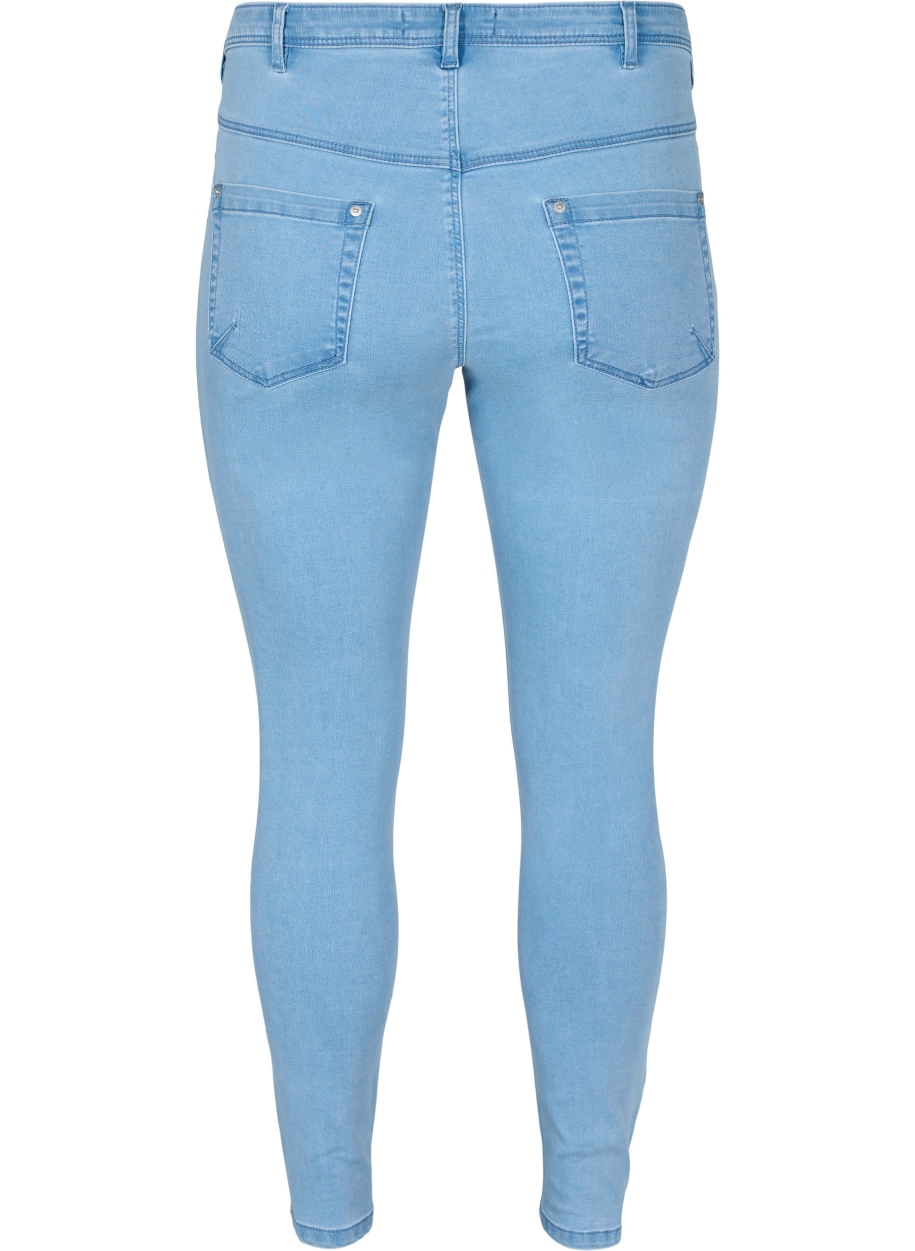 Cropped Amy jeans med glidelås, Light blue denim, Packshot image number 1