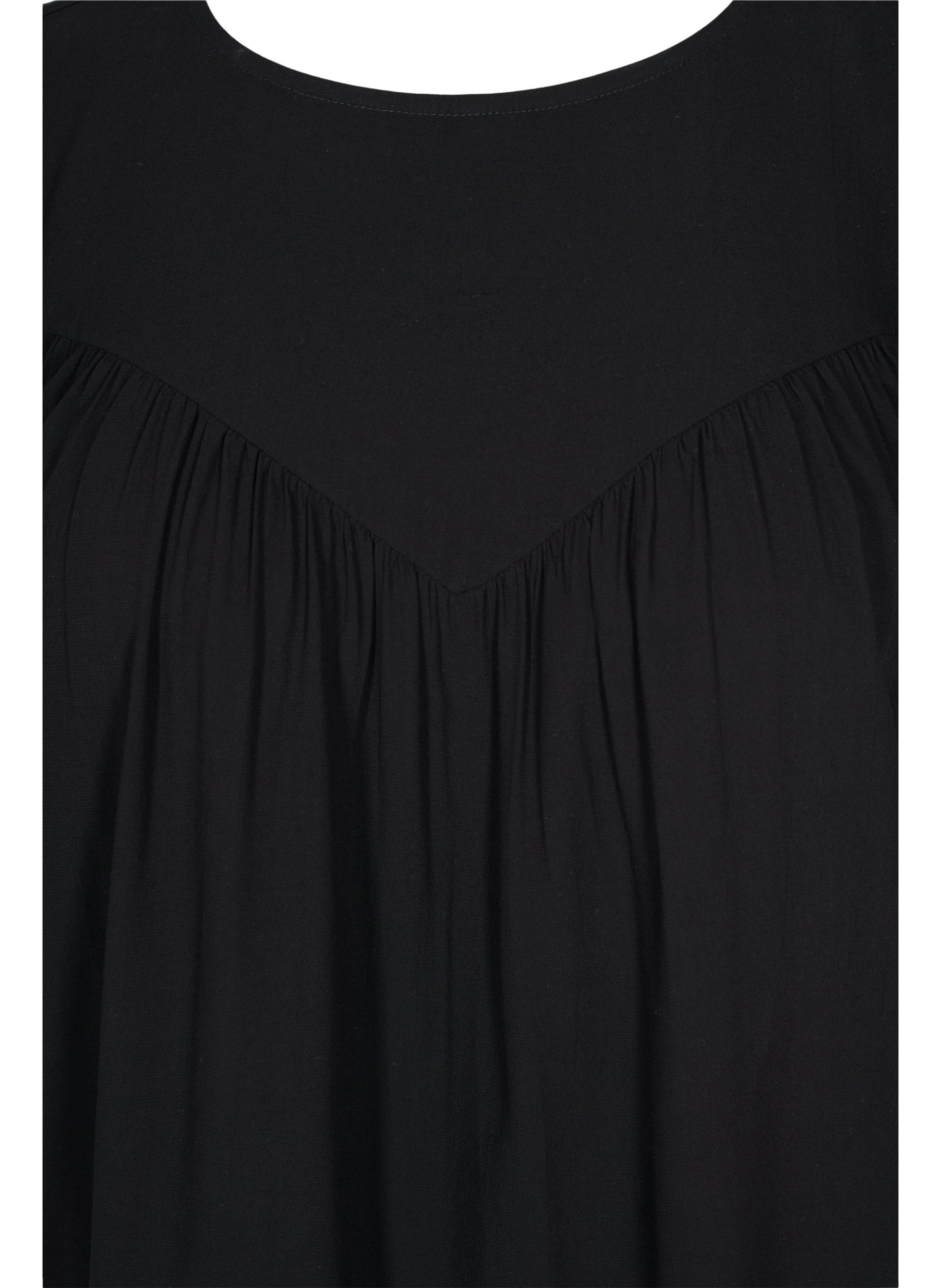 Bluse i viskose med A-form, Black, Packshot image number 2