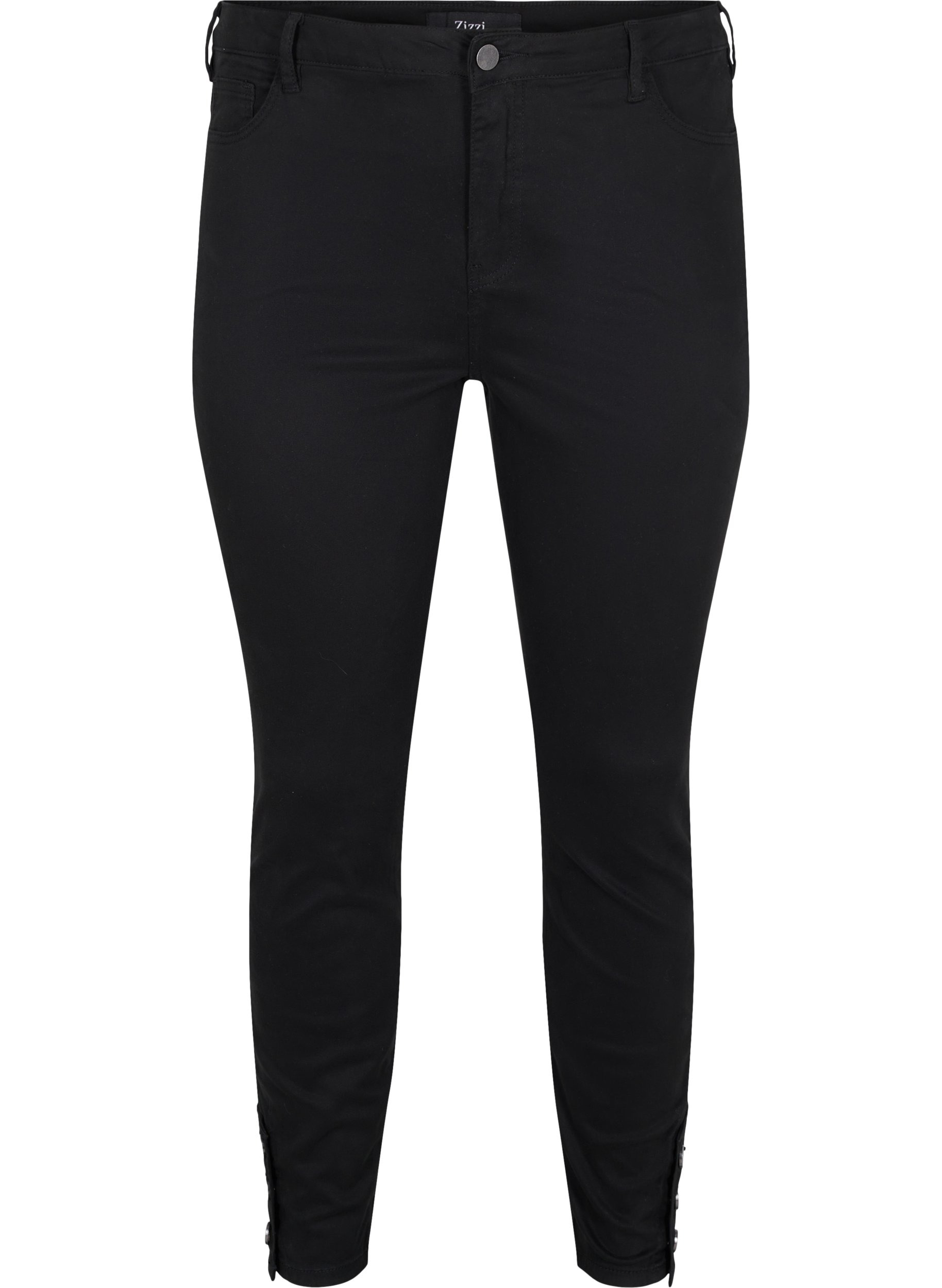 Cropped Amy jeans med knapper, Black, Packshot image number 0
