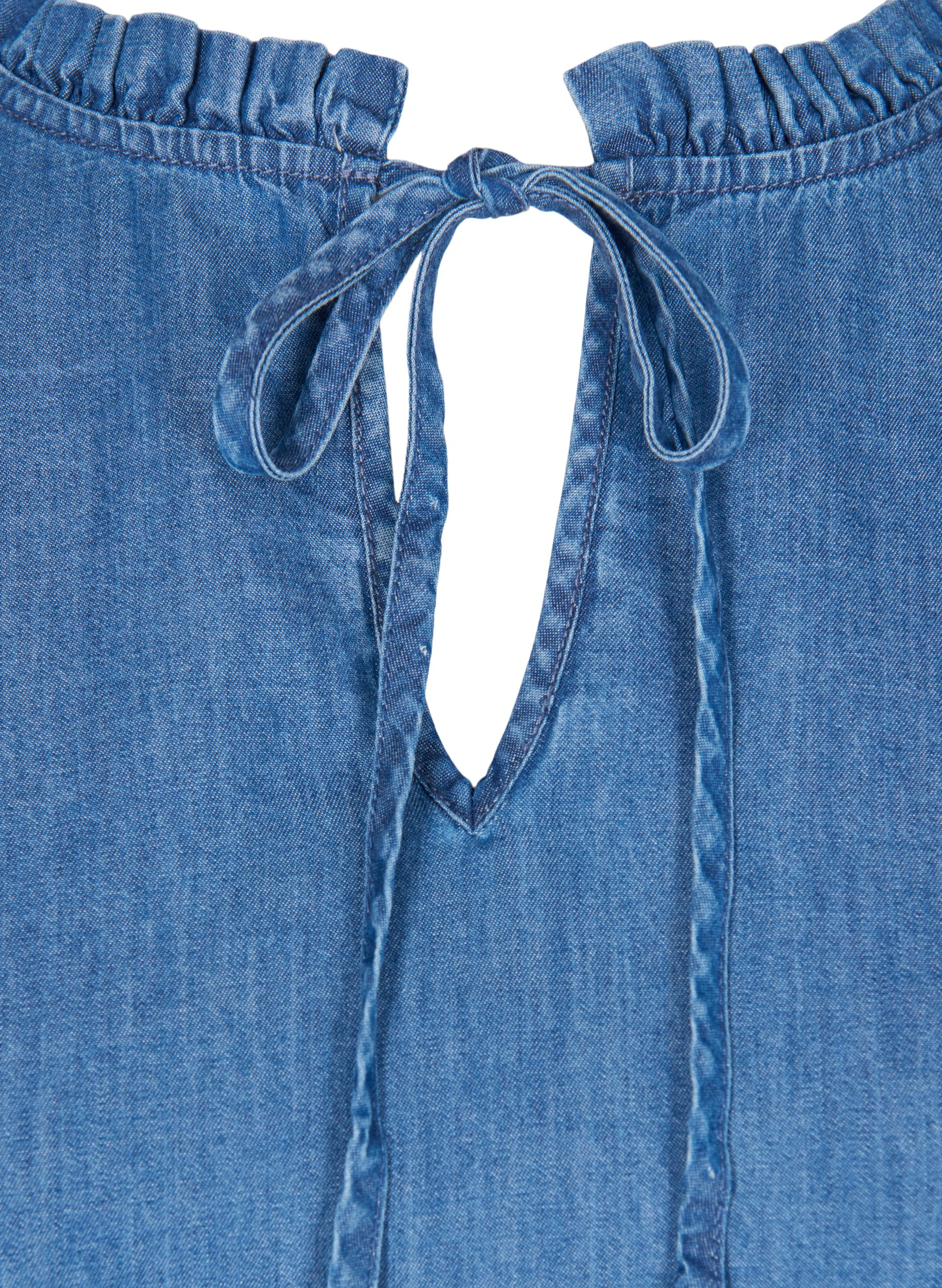 Denimkjole i bomull med knytedetalj, Blue denim, Packshot image number 2