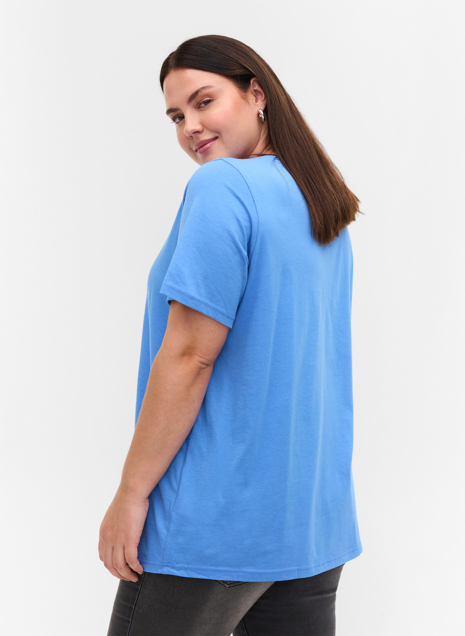 T-skjorte i organisk bomull med V-hals, Ultramarine, Model image number 1