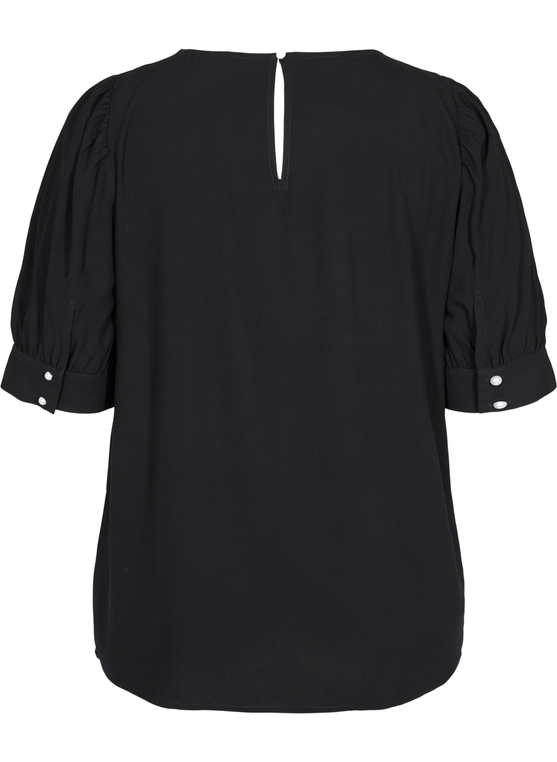 Bluse i viskose med A-form, Black, Packshot image number 1