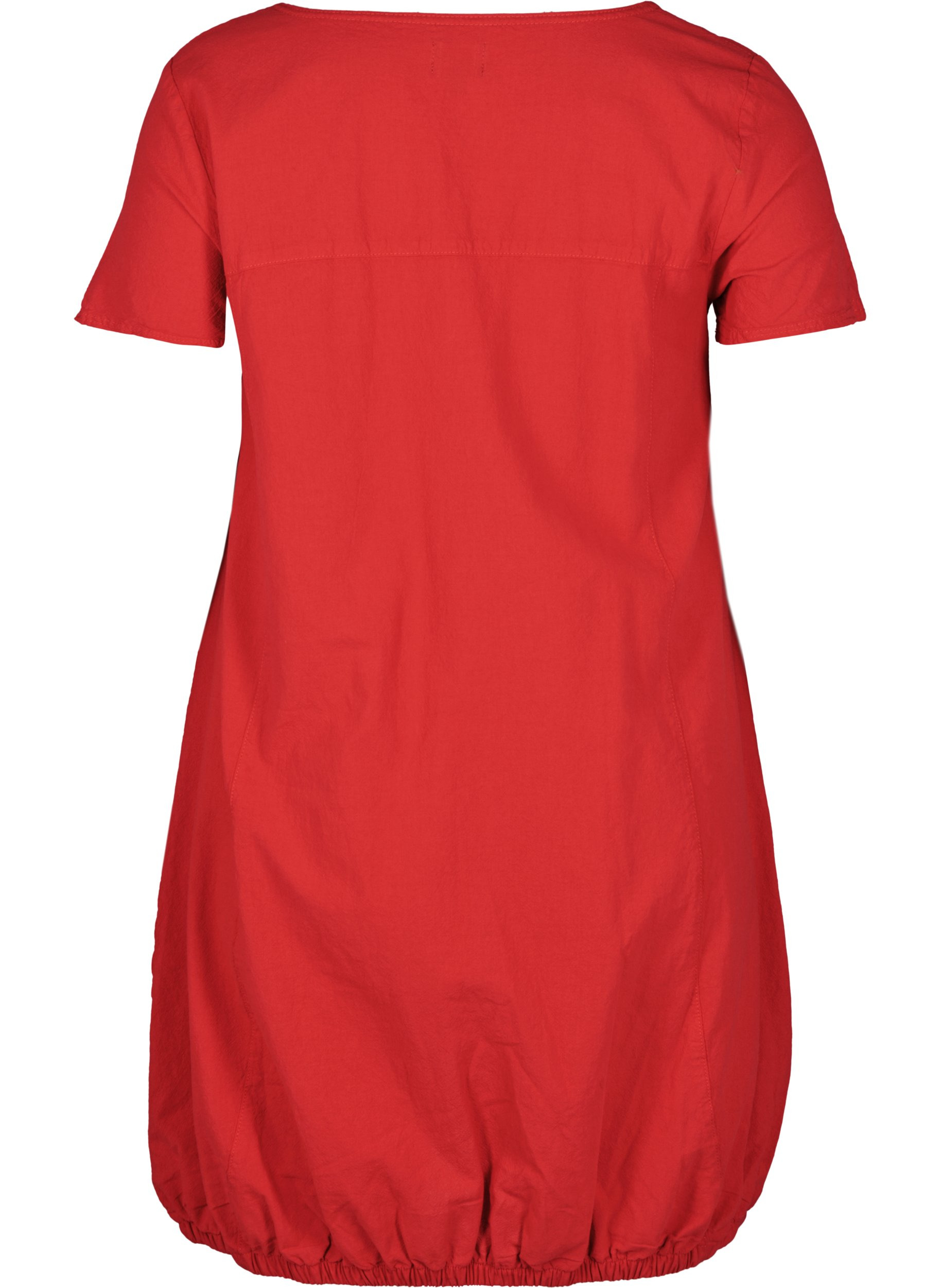 Kortermet kjole i bomull, Lipstick Red, Packshot image number 1