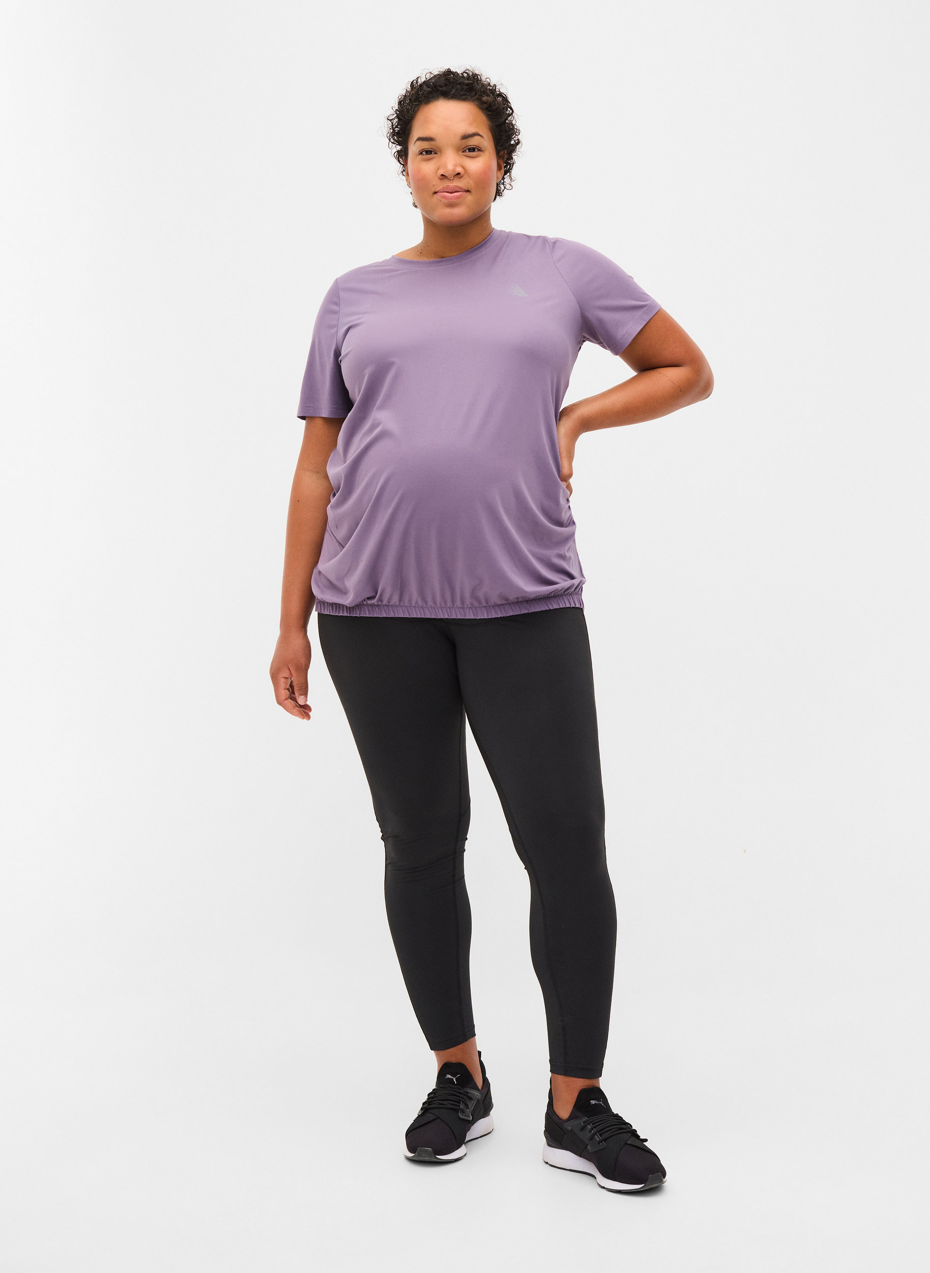 T-skjorte til trening for gravide, Purple Sage, Model image number 2