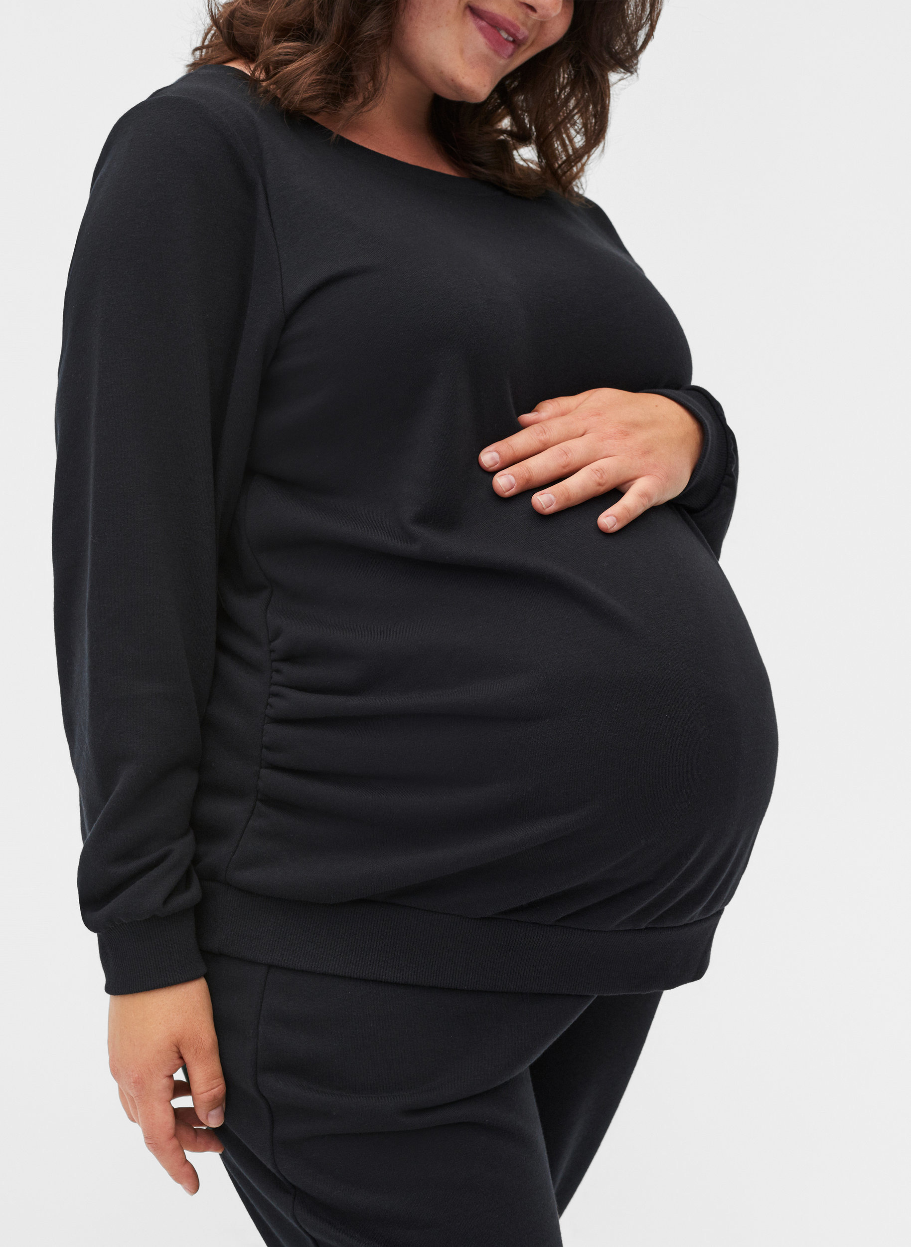 Genser til gravide med ribbekanter, Black, Model image number 2