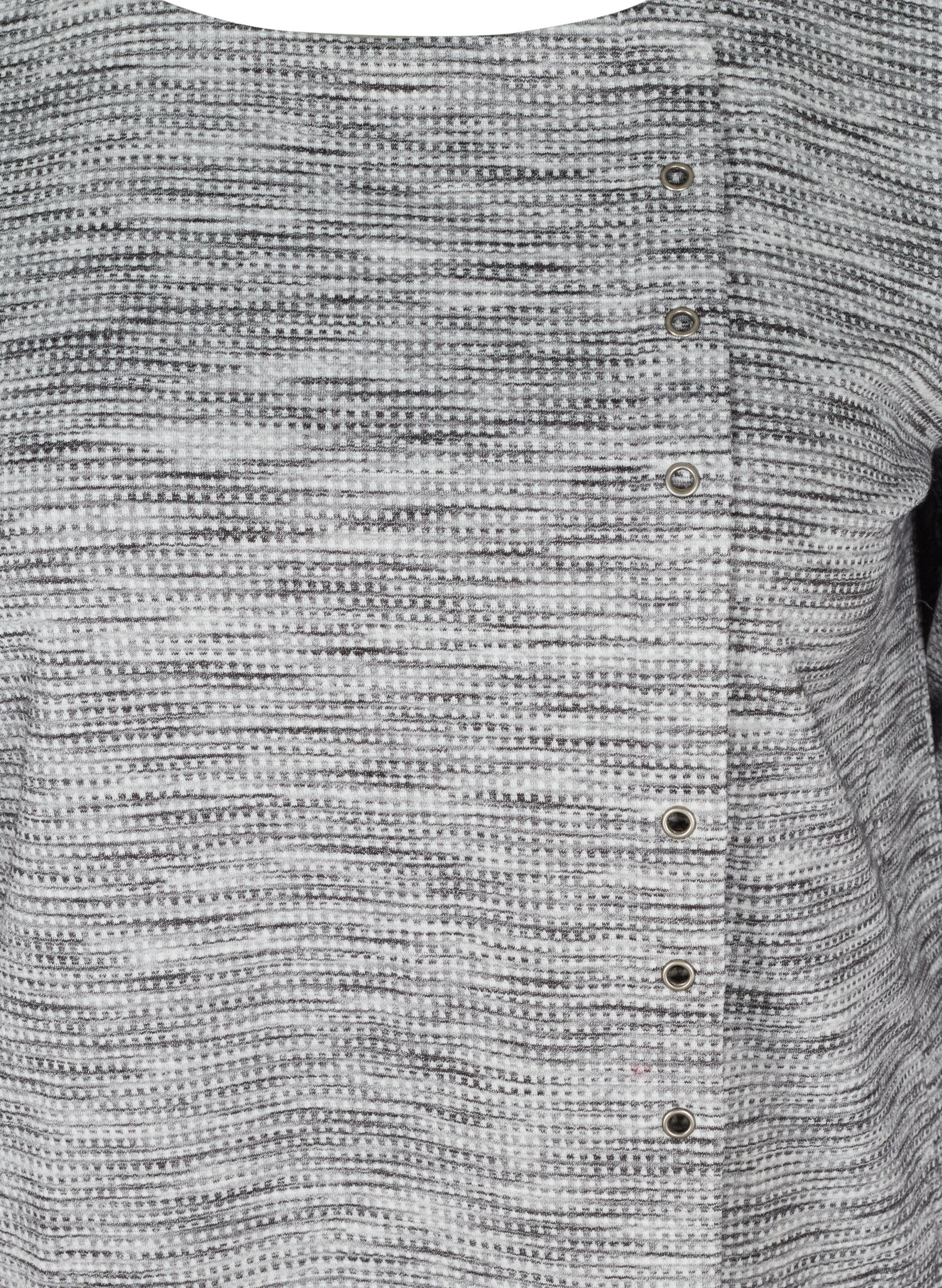Melert genser med 3/4-ermer, Light Grey Melange, Packshot image number 2