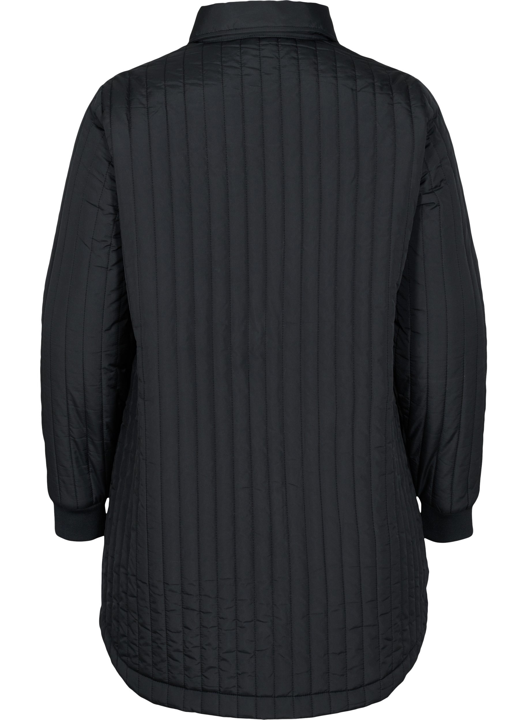 Quiltet jakke med brystlommer og krage, Black, Packshot image number 1