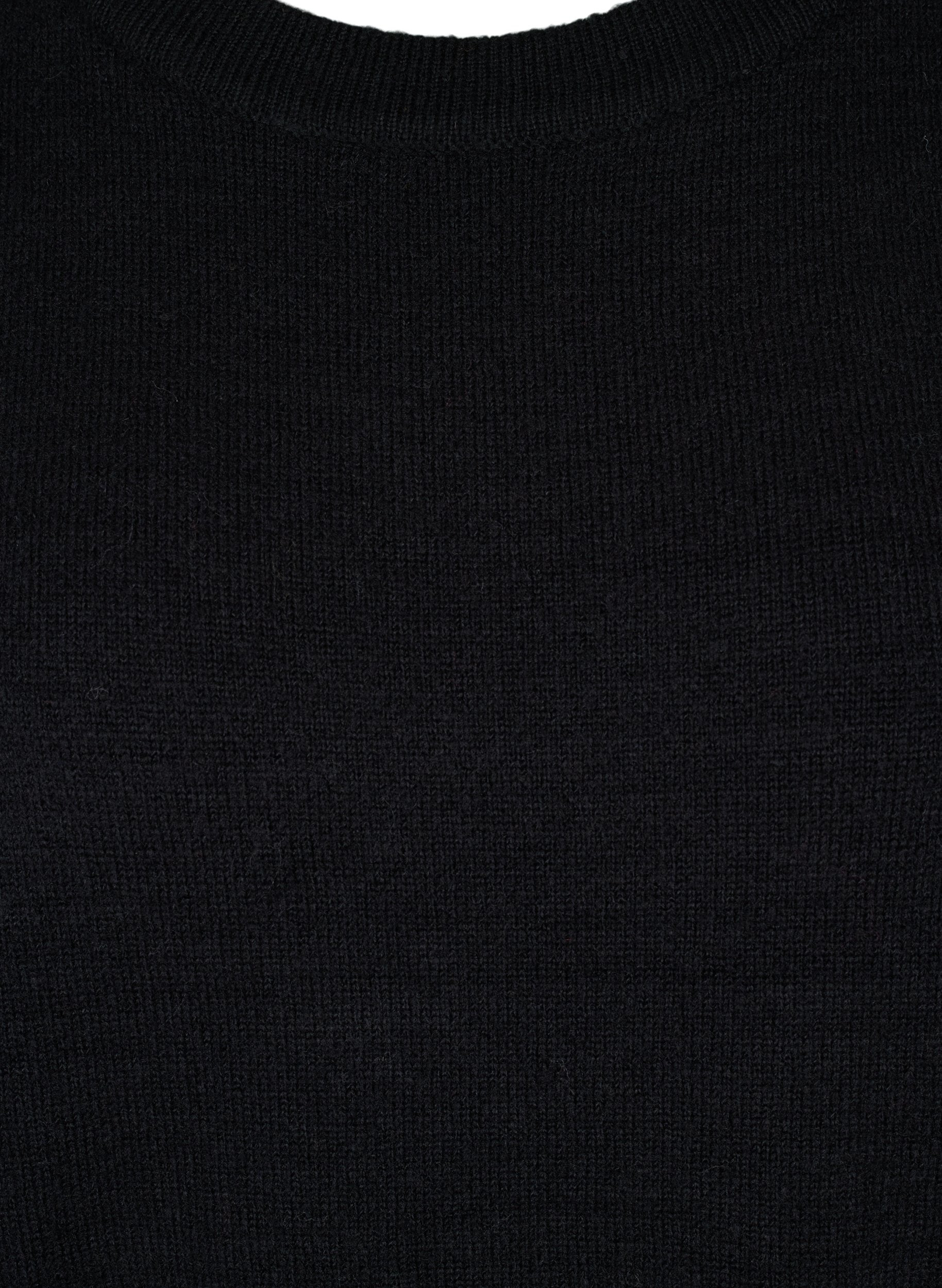 Strikkegenser med en ribbet struktur og strass, Black, Packshot image number 2