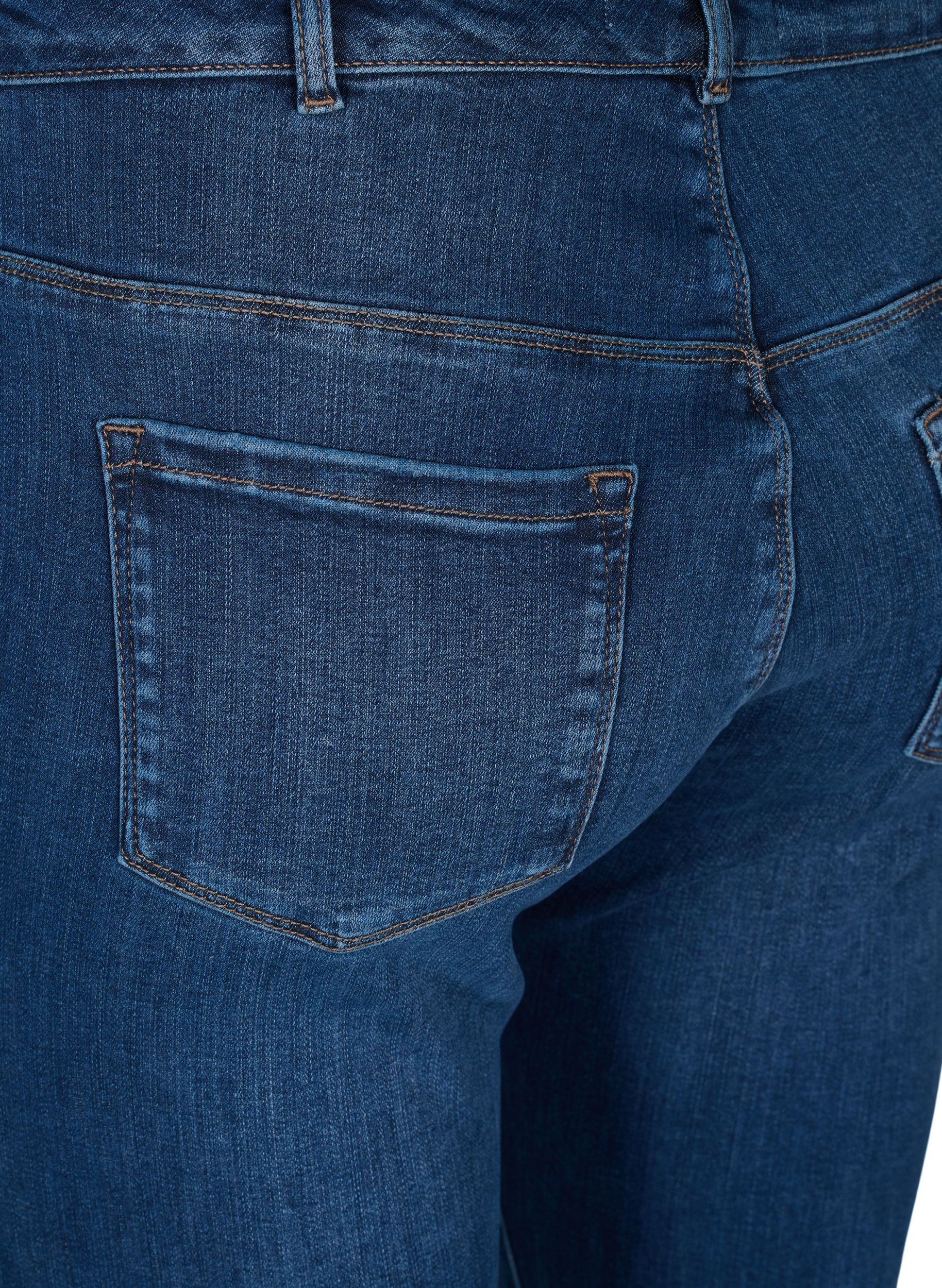 Amy jeans med høyt liv og stretch, Blue denim, Packshot image number 3