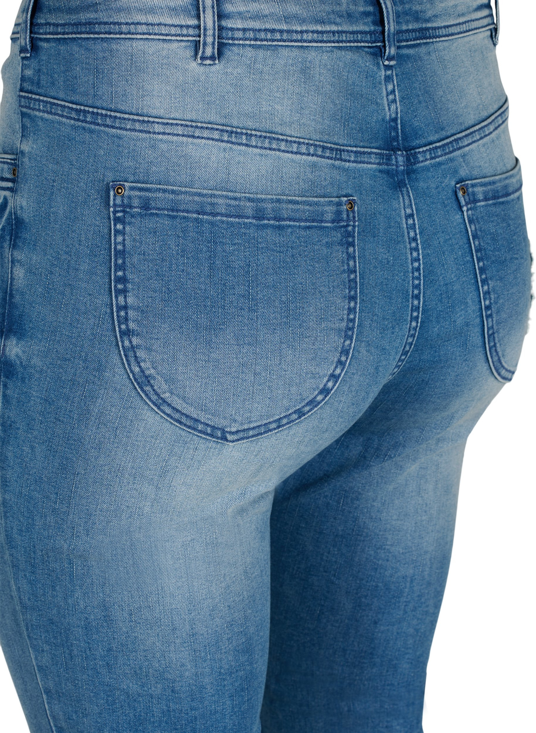 Super slim Amy jeans med splitt og knapper, Light blue, Packshot image number 2
