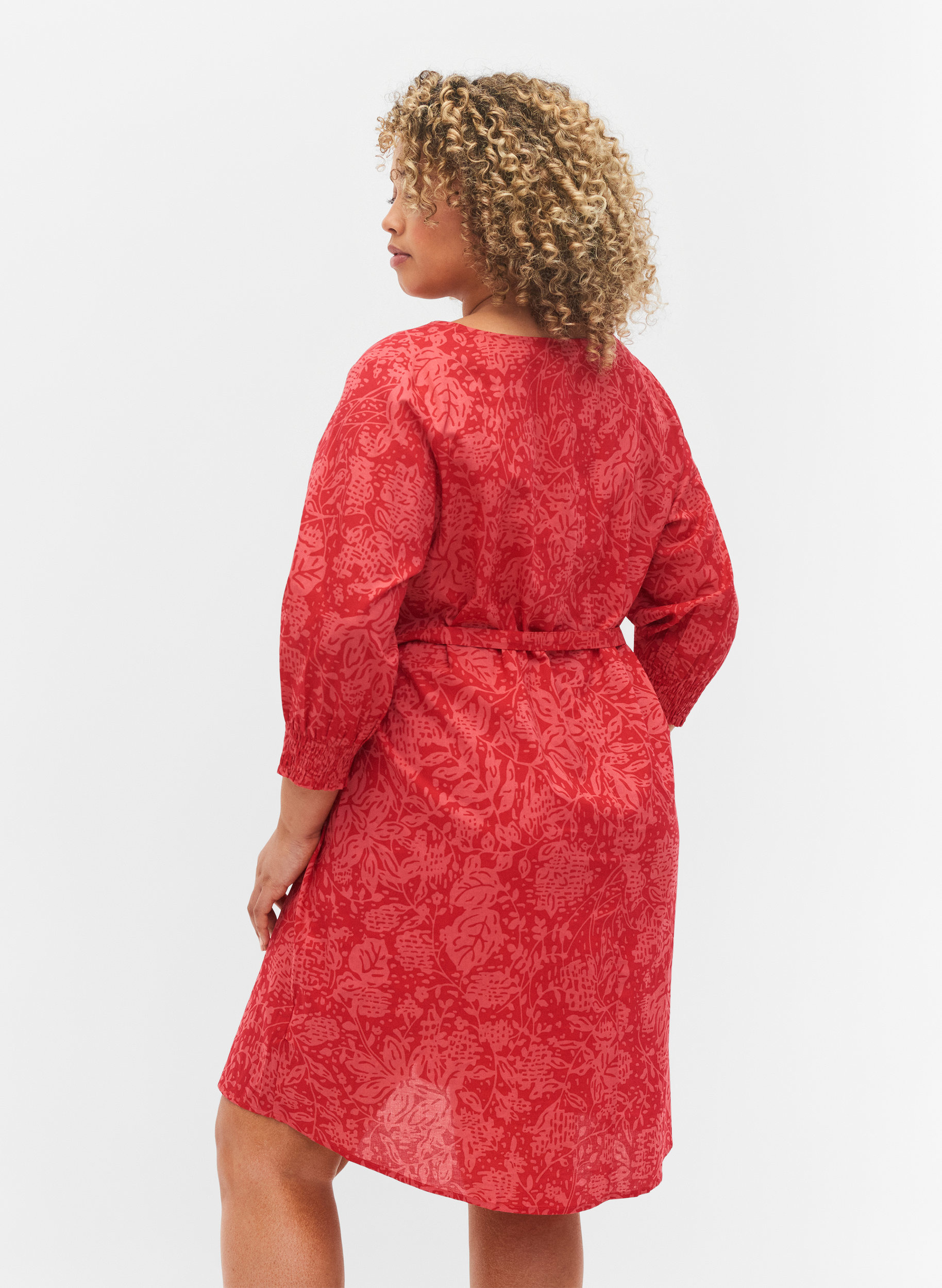 Mønstrete kjole med knyting, Ribbon Red AOP, Model image number 1
