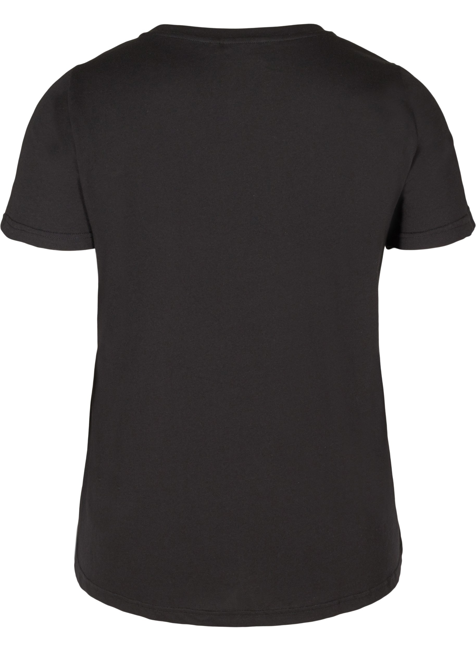 Kortermet T-skjorte i bomull med trykk, Black Embrace, Packshot image number 1