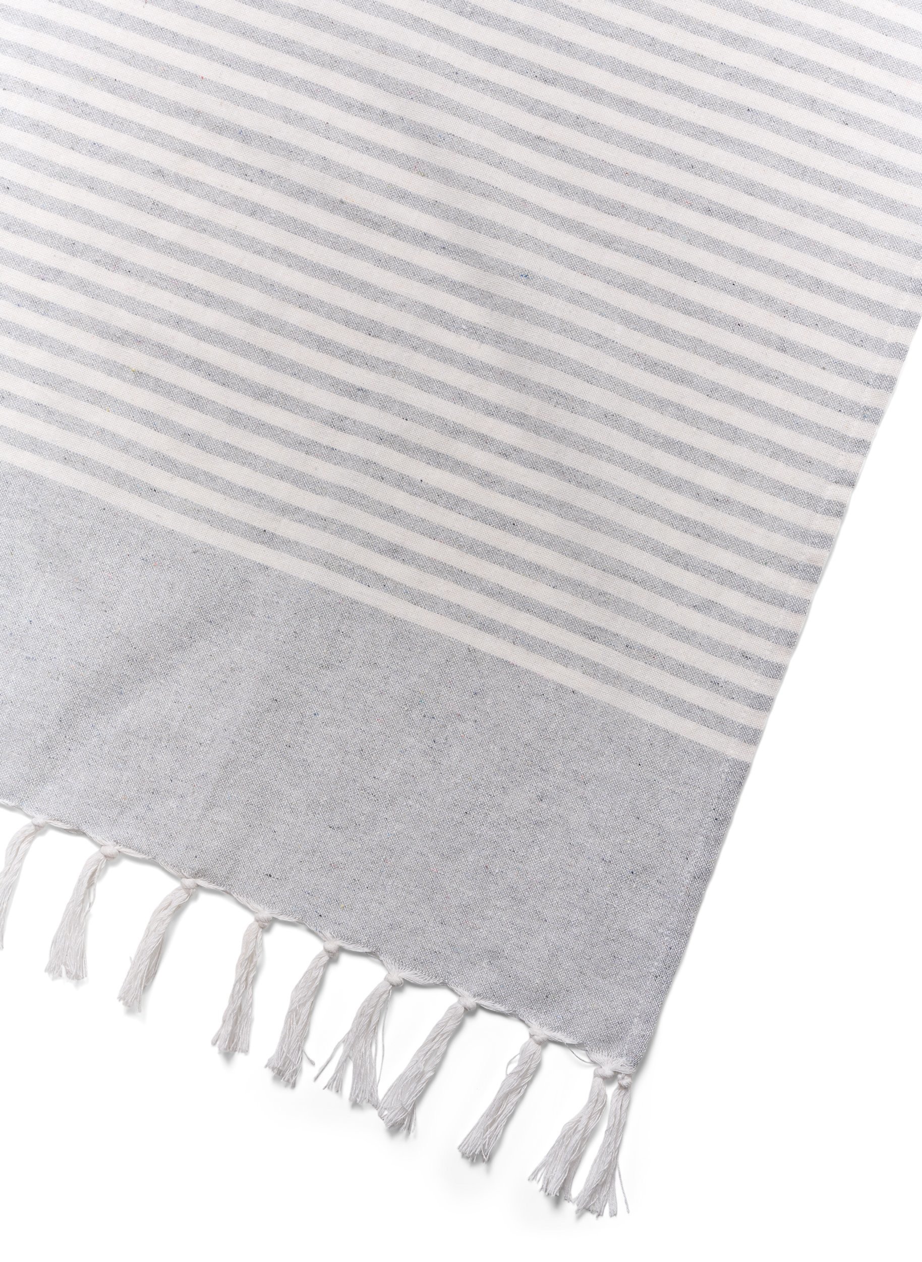 Stripete håndkle med frynser, Light Grey Melange, Packshot image number 2