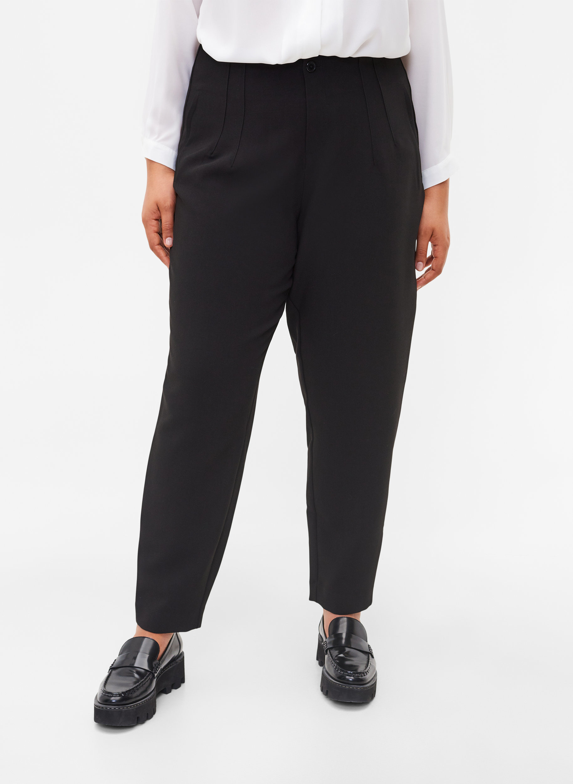 Klassiske bukser med høyt liv, Black, Model image number 2