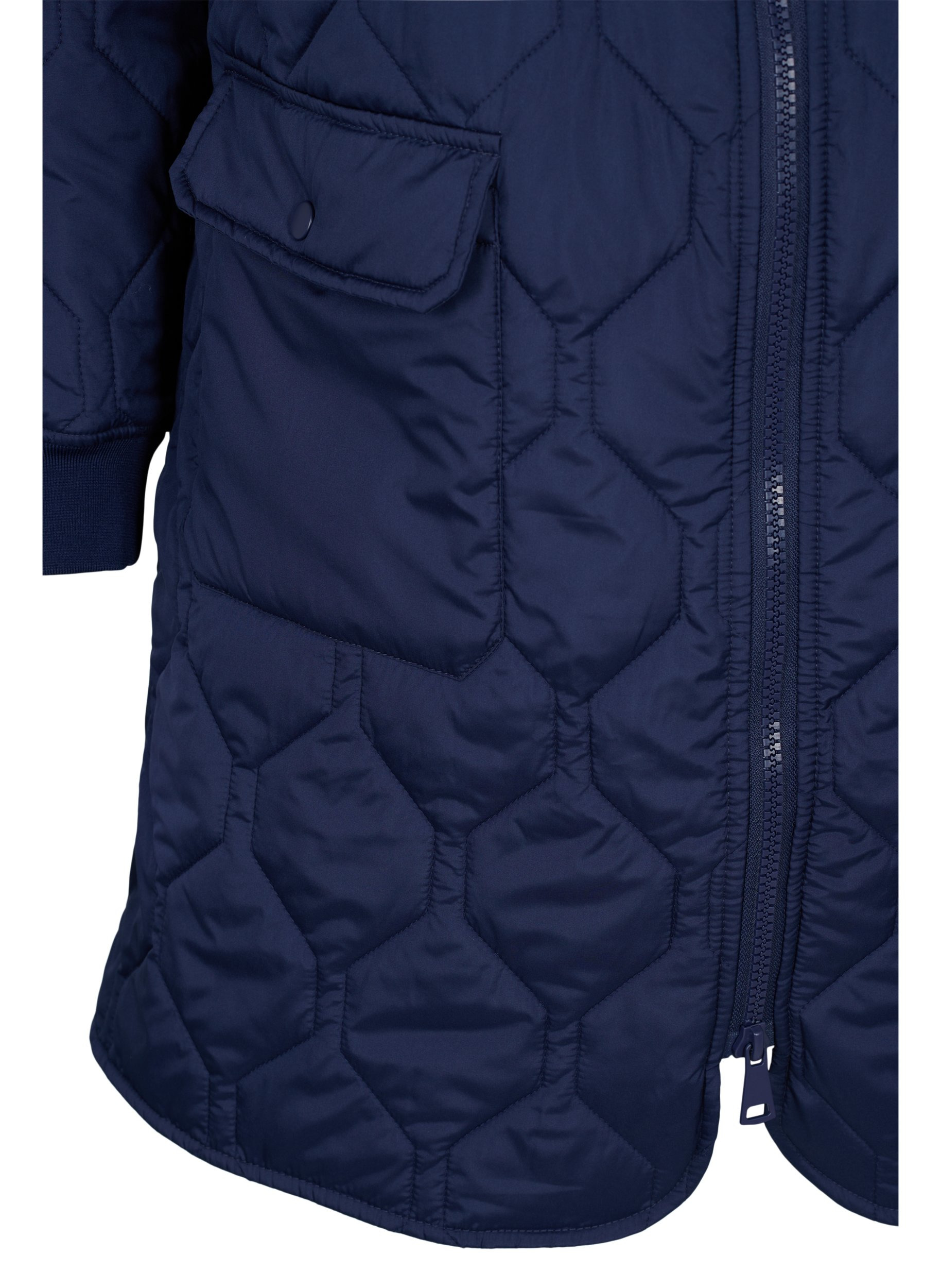 Quiltet jakke med hette og store lommer, Navy Blazer, Packshot image number 3