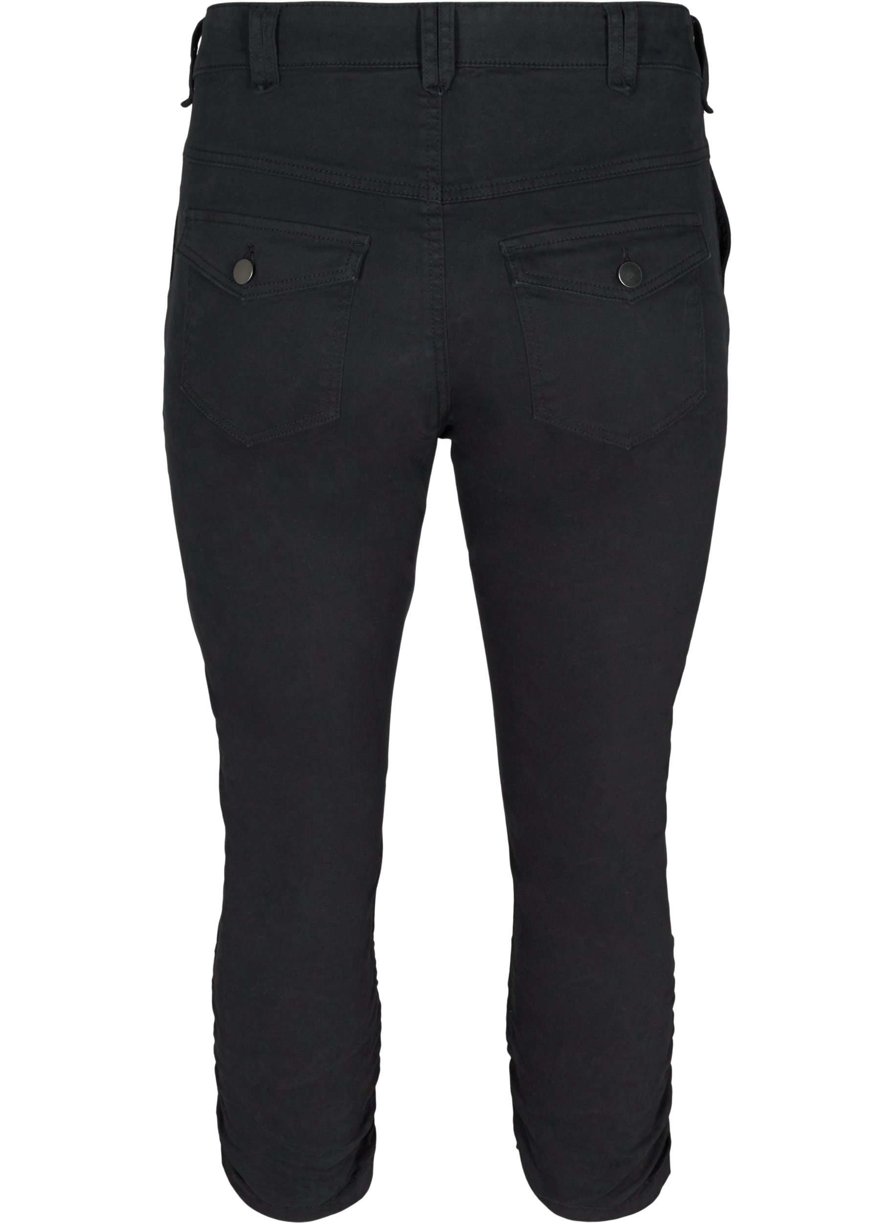 Tettsittende Nille capri jeans, Black, Packshot image number 1