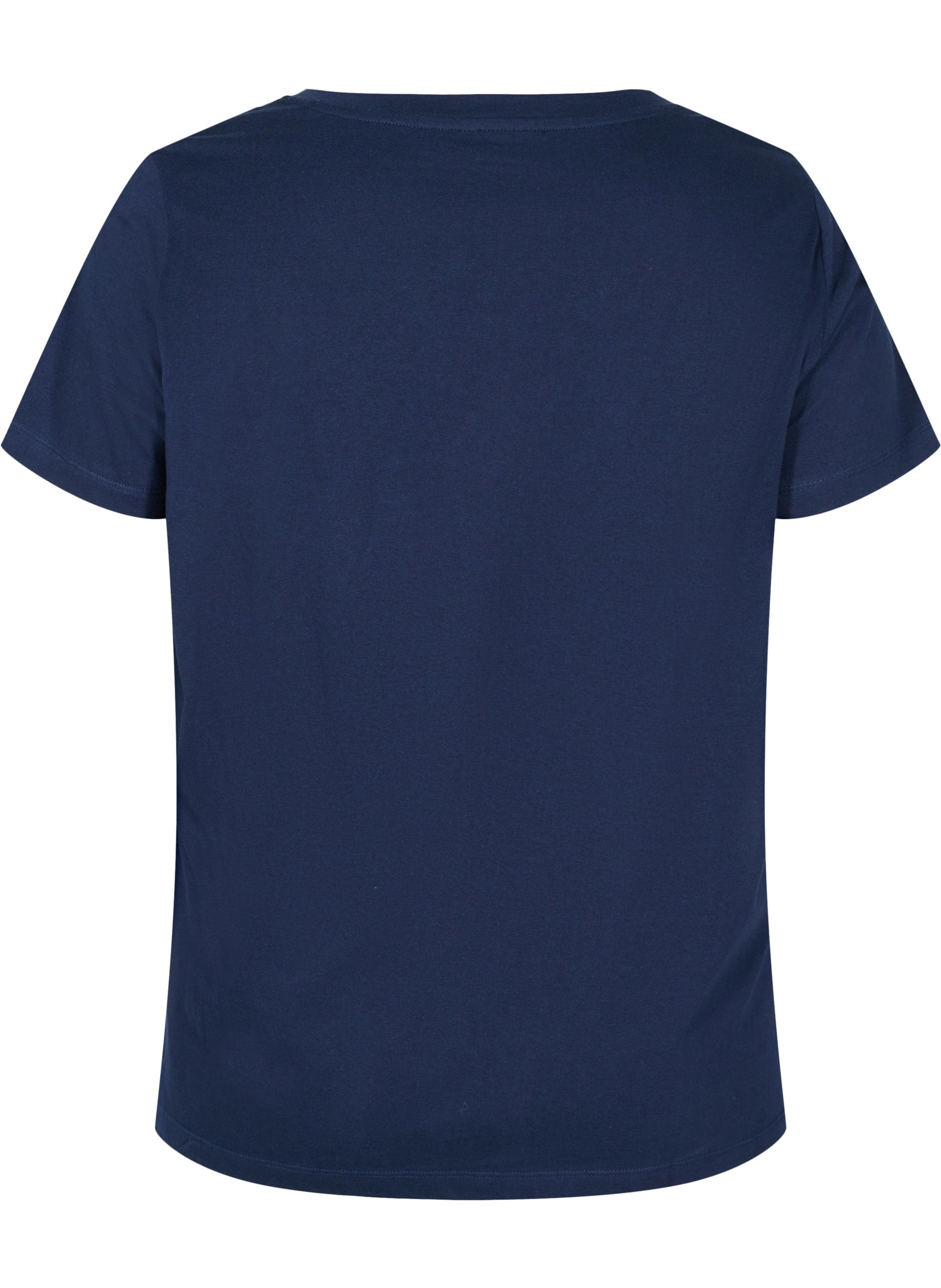 T-skjorte i økologisk bomull med snøredetalj, Navy Blazer, Packshot image number 1