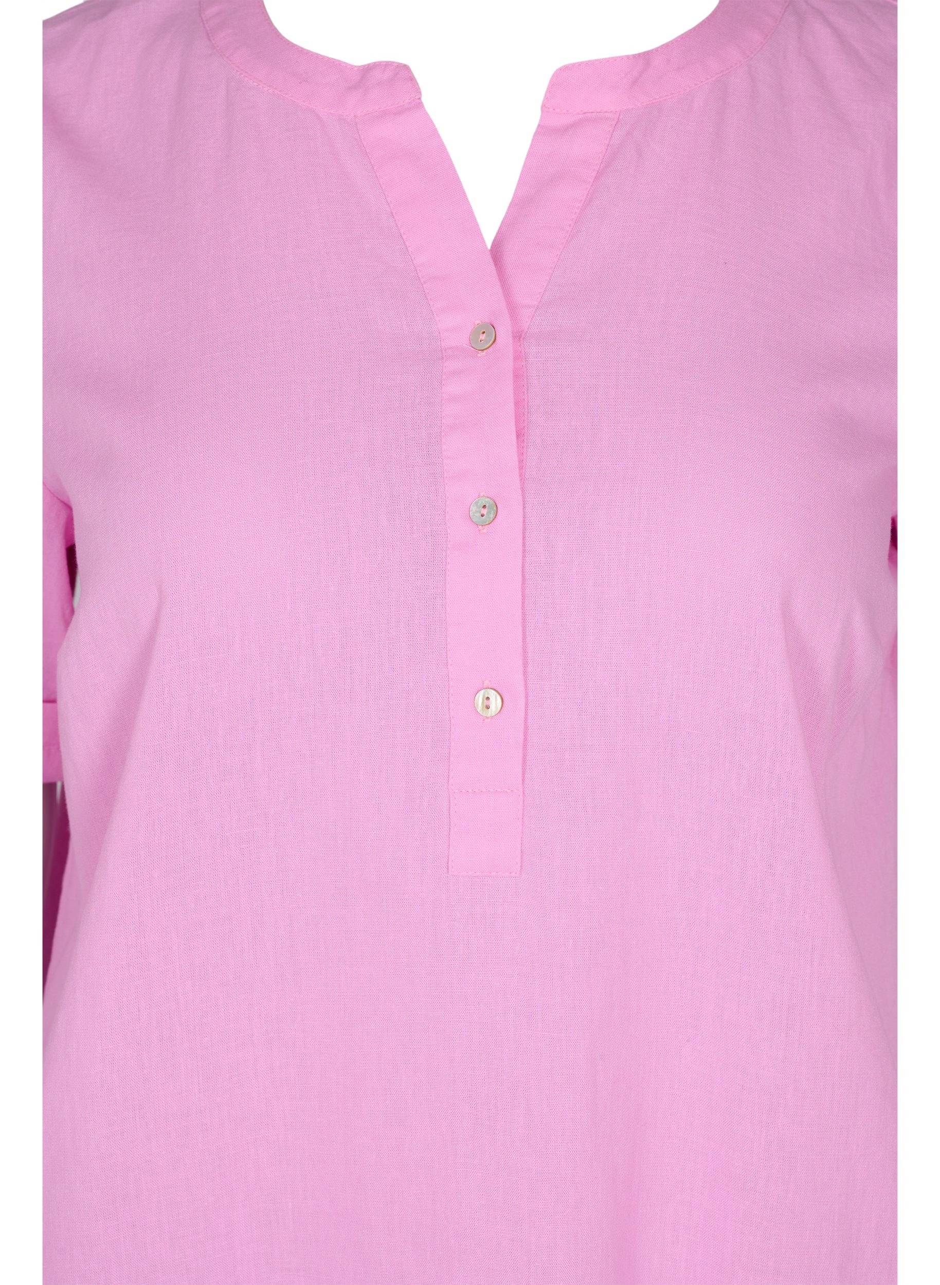 Lang skjortekjole med korte ermer, Begonia Pink, Packshot image number 2