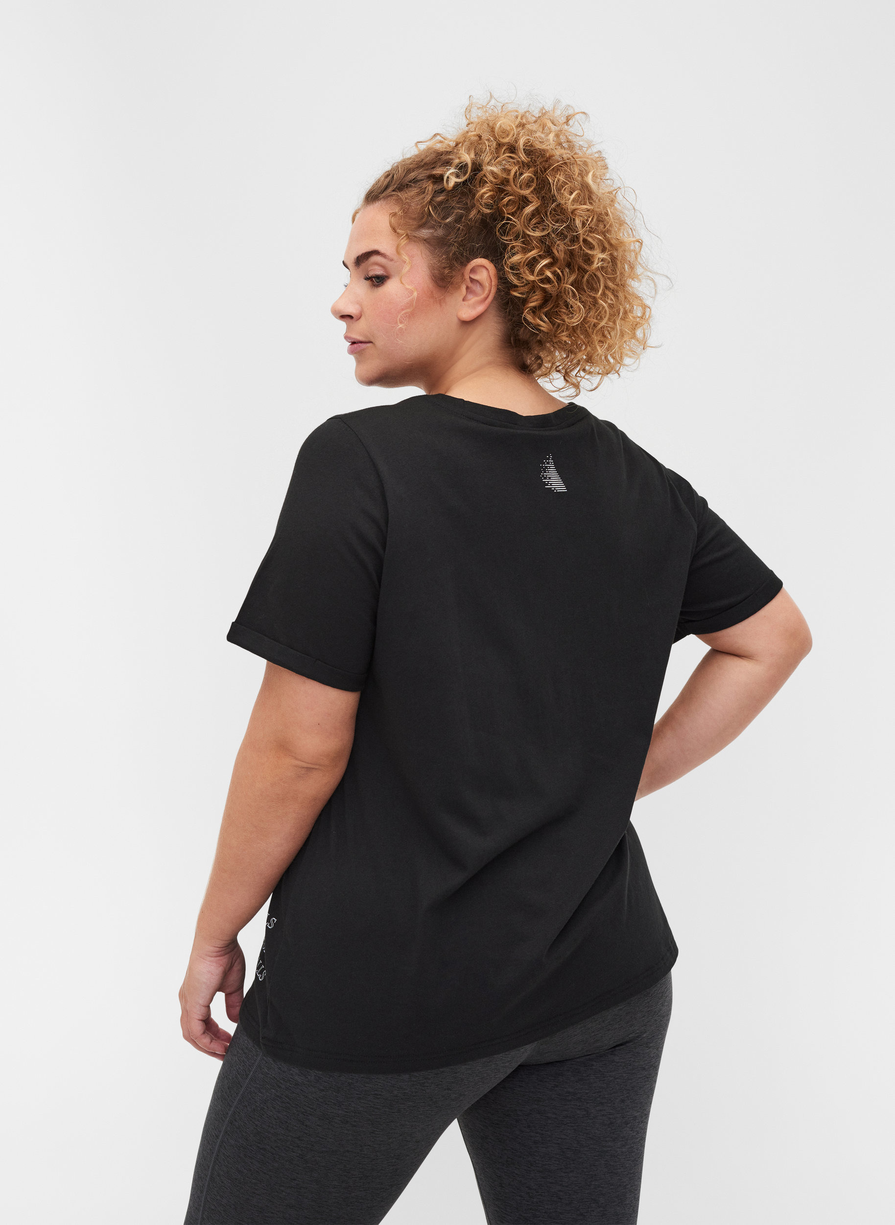 T-skjorte i bomull til trening med trykk på siden, Black, Model image number 1