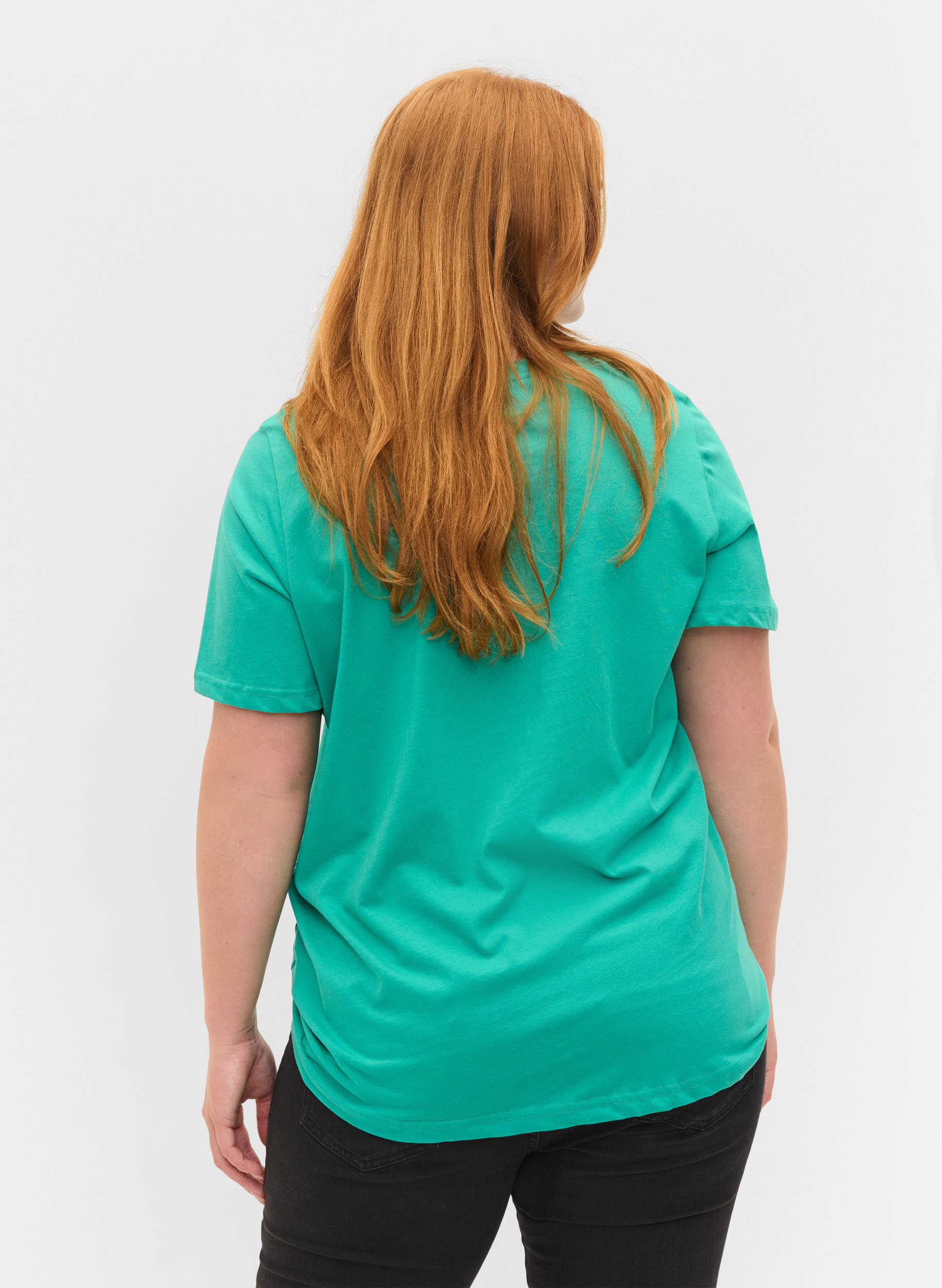 Kortermet T-skjorte i bomull med trykk, Sea Green, Model image number 1