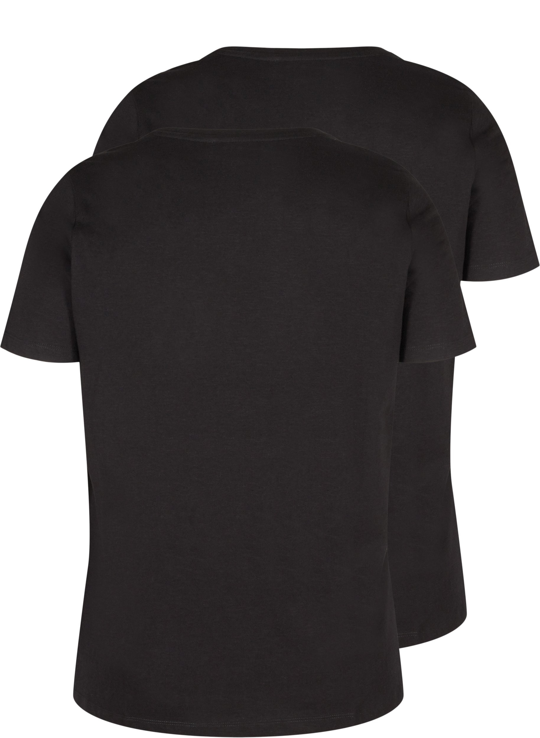 2 stk. kortermet T-skjorter i bomull, Black/Black, Packshot image number 1